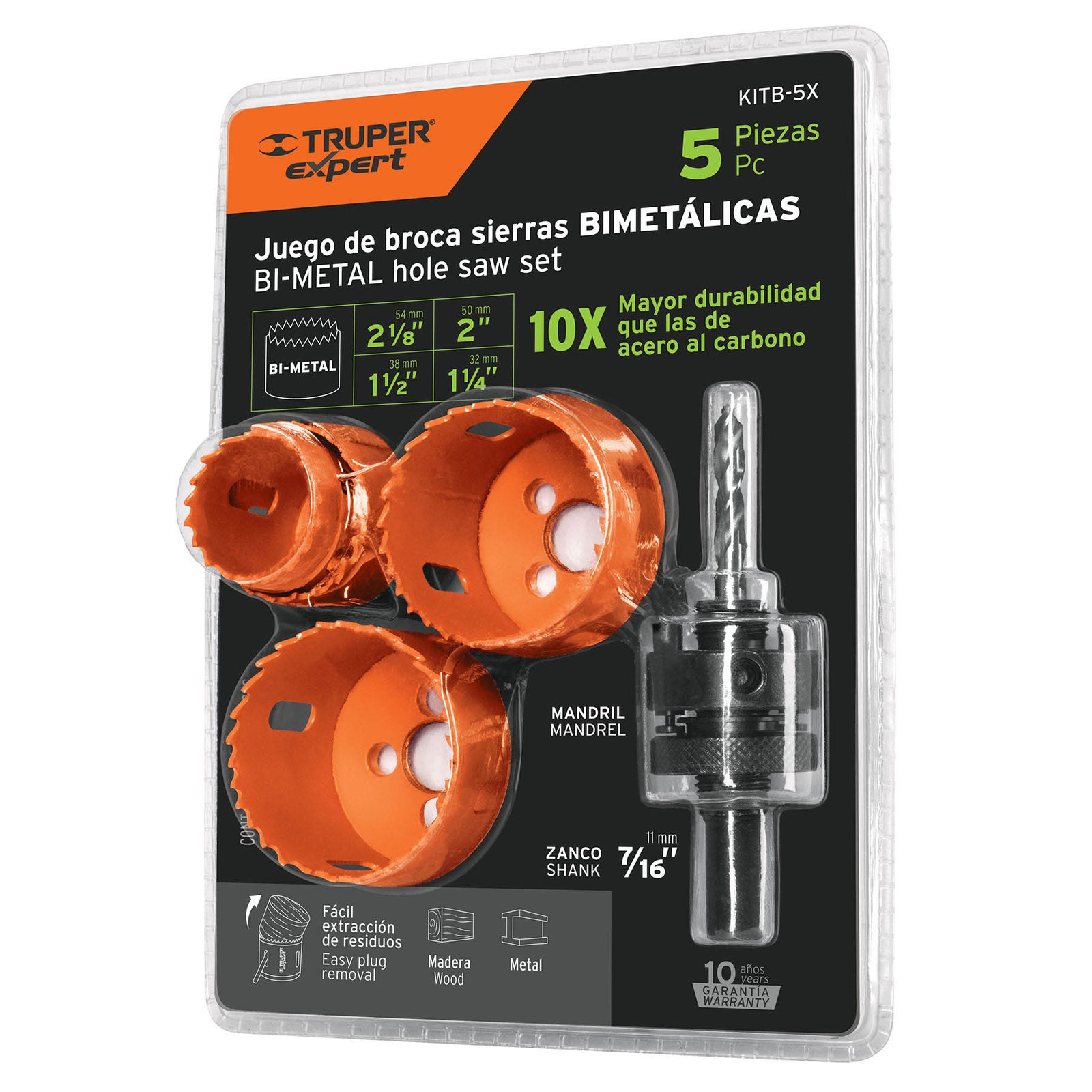 JUEGO DE 5 BROCASIERRAS BIMETÁLICAS, TRUPER EXPERT (Truper)