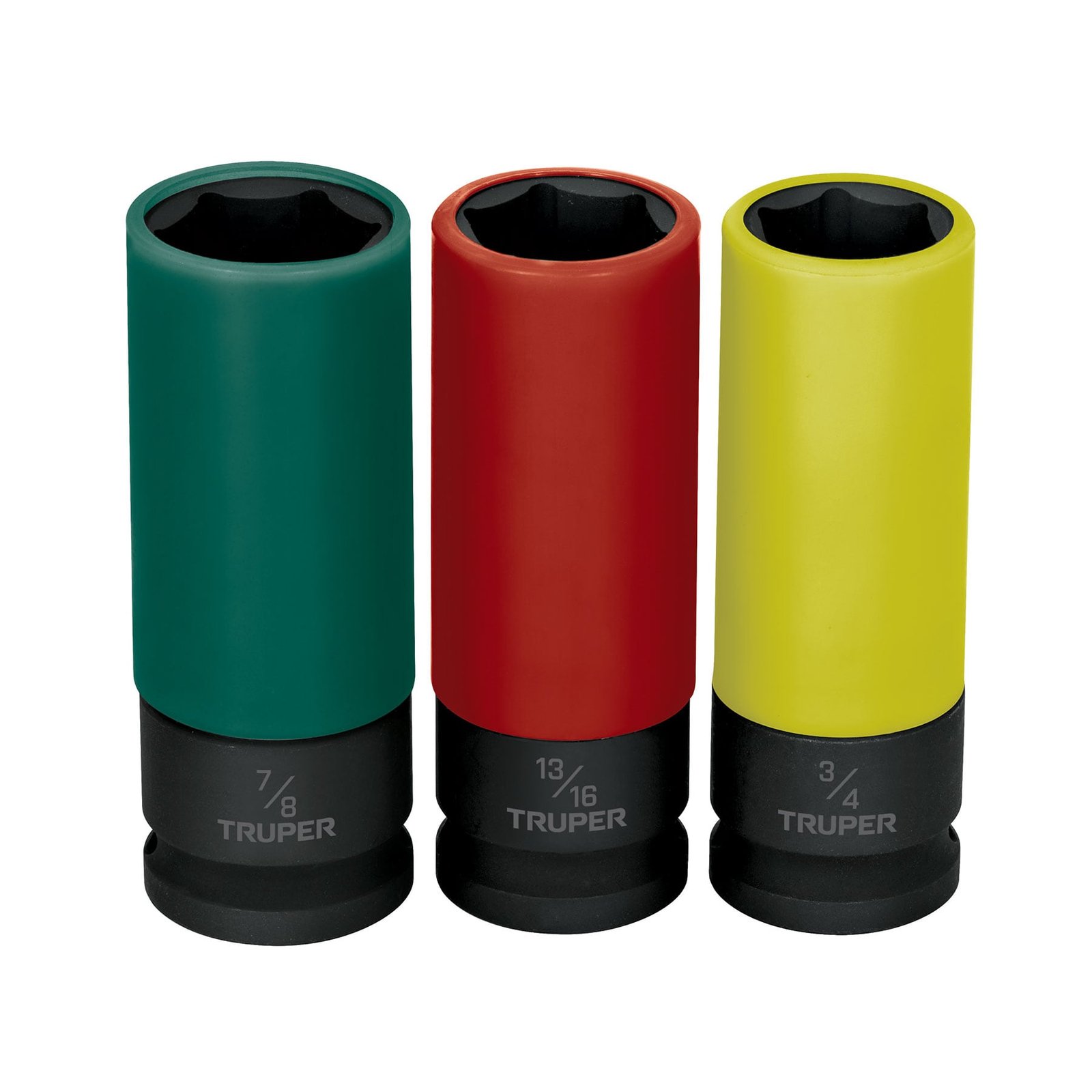 JUEGO 3 DADOS LARGOS 1/2′ IMPACTO PROTECCIÓN PLÁST (truper)