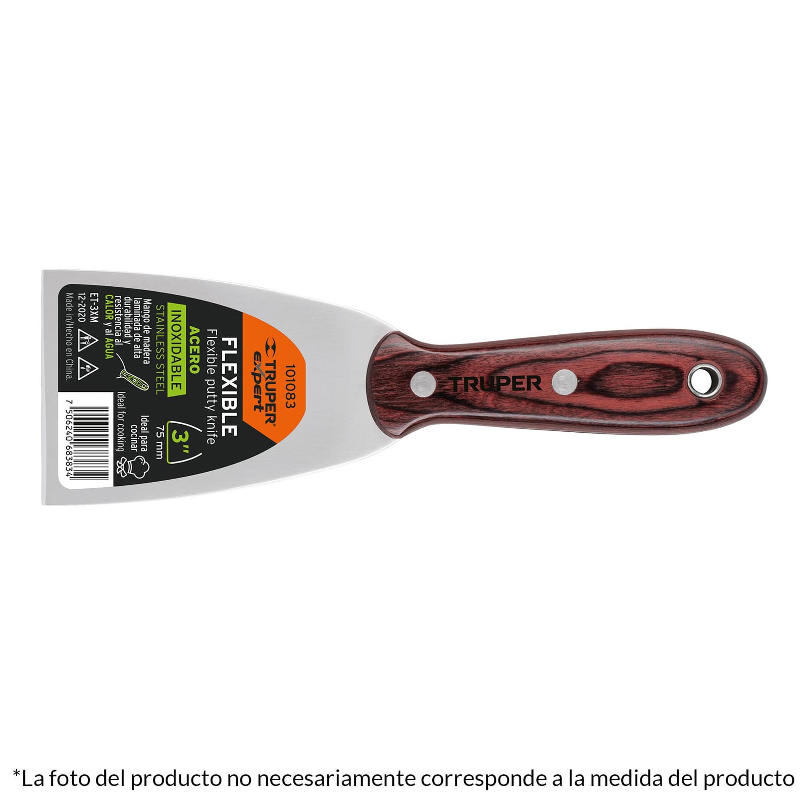 ESPÁTULA 4′, ACERO INOXIDABLE, MANGO MADERA, TRUPE (Truper)