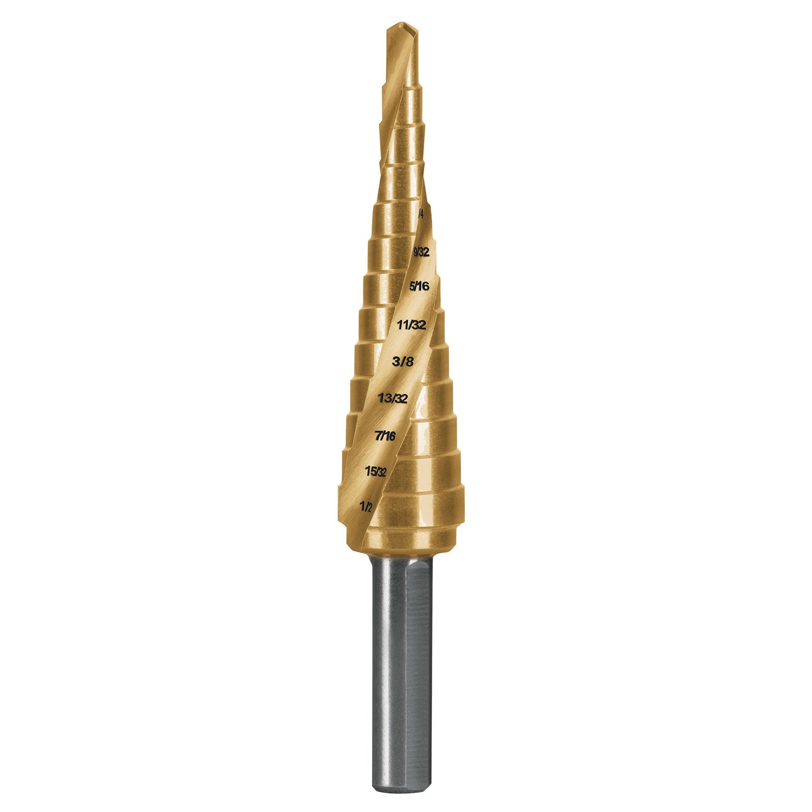 BROCA ESCALONADA TITANIO 13 ESCALONES 1/8′ A 1/2′, (Truper)