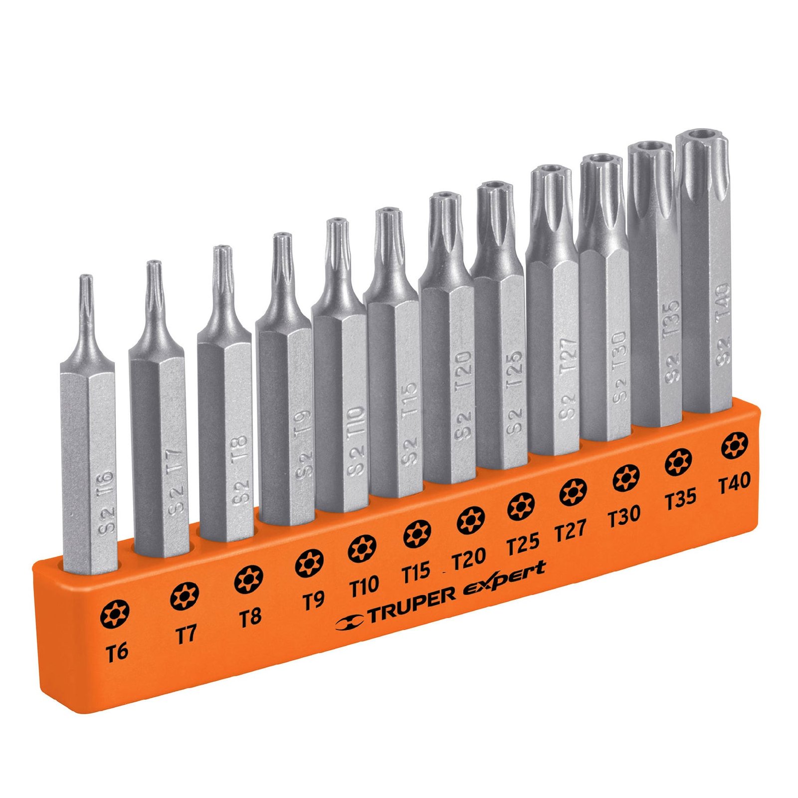 JUEGO DE 12 PUNTAS TORX CON SEGURO LARGO 2 (Truper)
