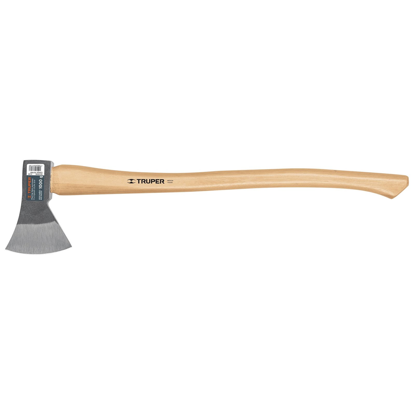 HACHA EUROPEA 1 KG, MANGO HICKORY 28′ (Truper)
