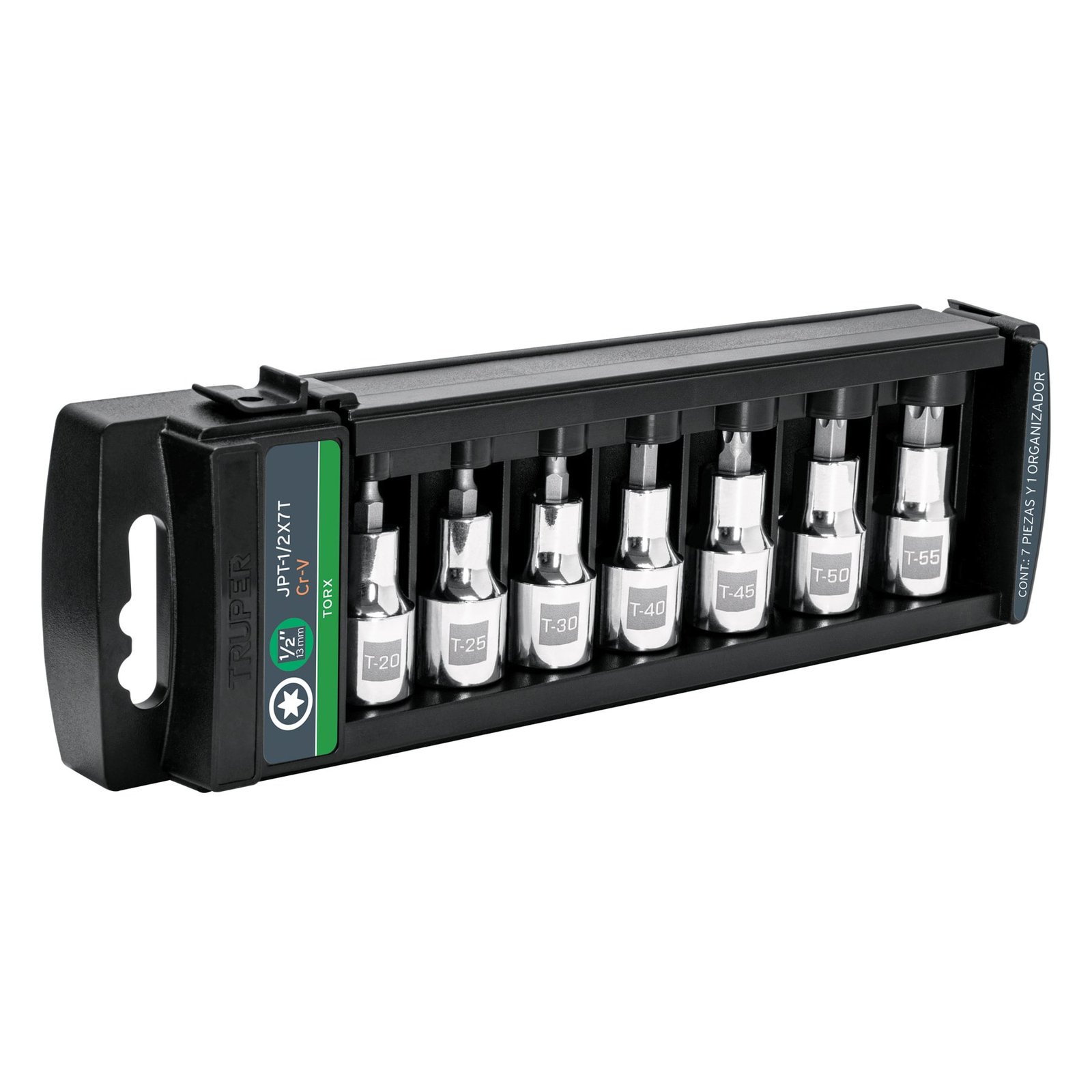 JUEGO DE 7 DADOS CUADRO 1/2′ PUNTA TORX, TRUPER (Truper)