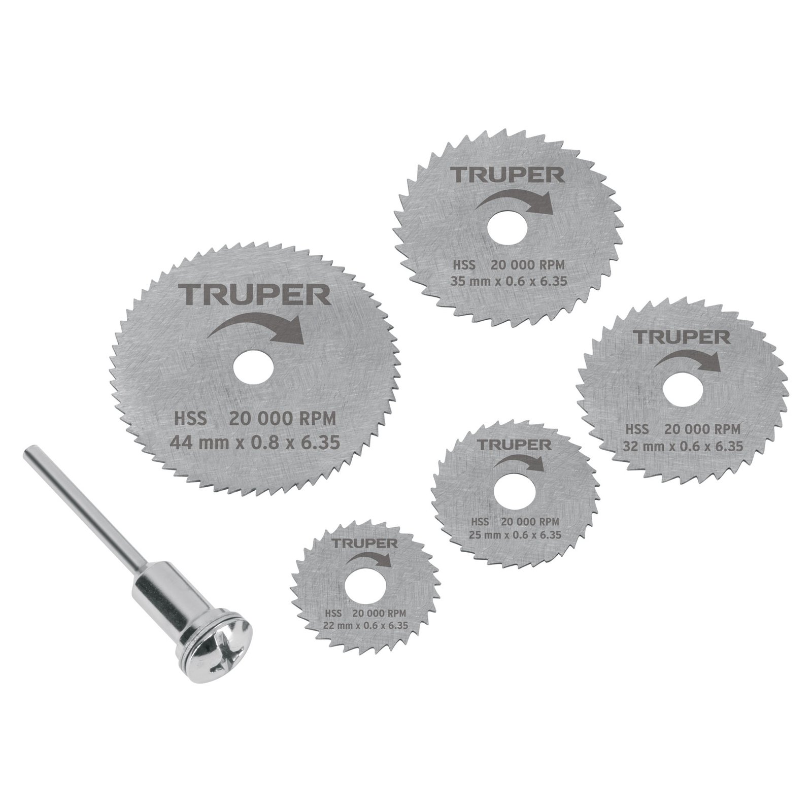 JUEGO DE 5 MINI DISCOS SIERRAS PARA MOTOTOOL, TRUP (Truper)