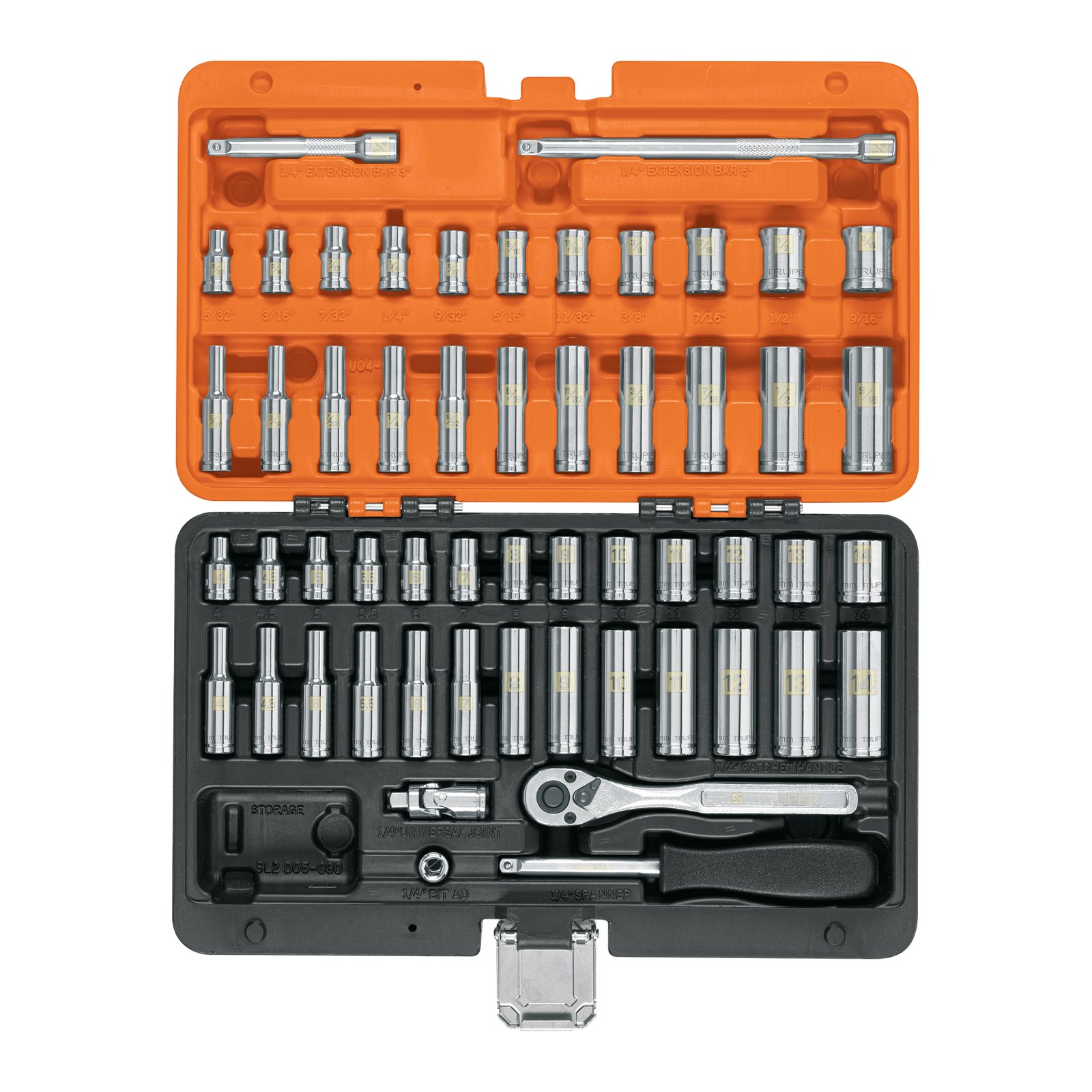 JUEGO DE 54 HERRAMIENTAS CUADRO 1/4′ STD Y MM PARA (Truper)