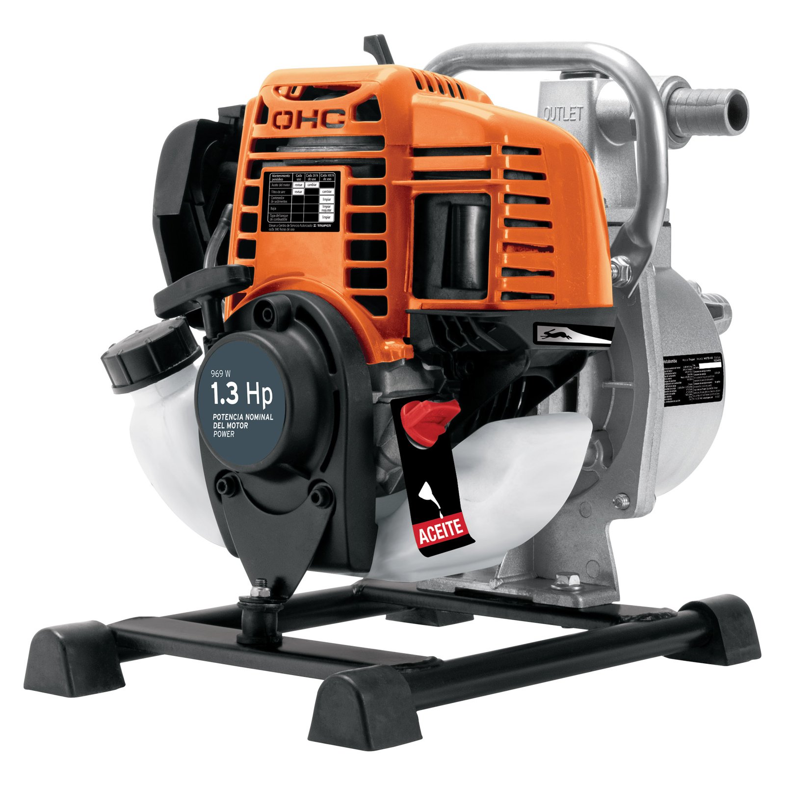 MOTOBOMBA AUTOCEBANTE 1′ X 1′ A GASOLINA 1-1/3 HP, (Truper)