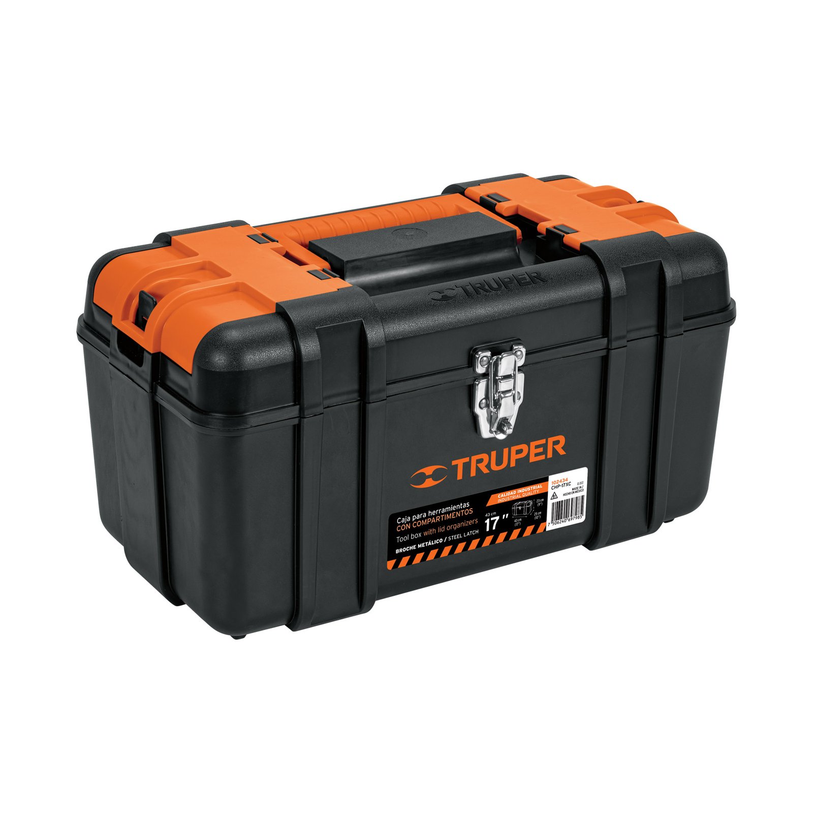 CAJA P/HERRAMIENTA 17′ CON COMPARTIMENTOS, BROCHES (Truper)