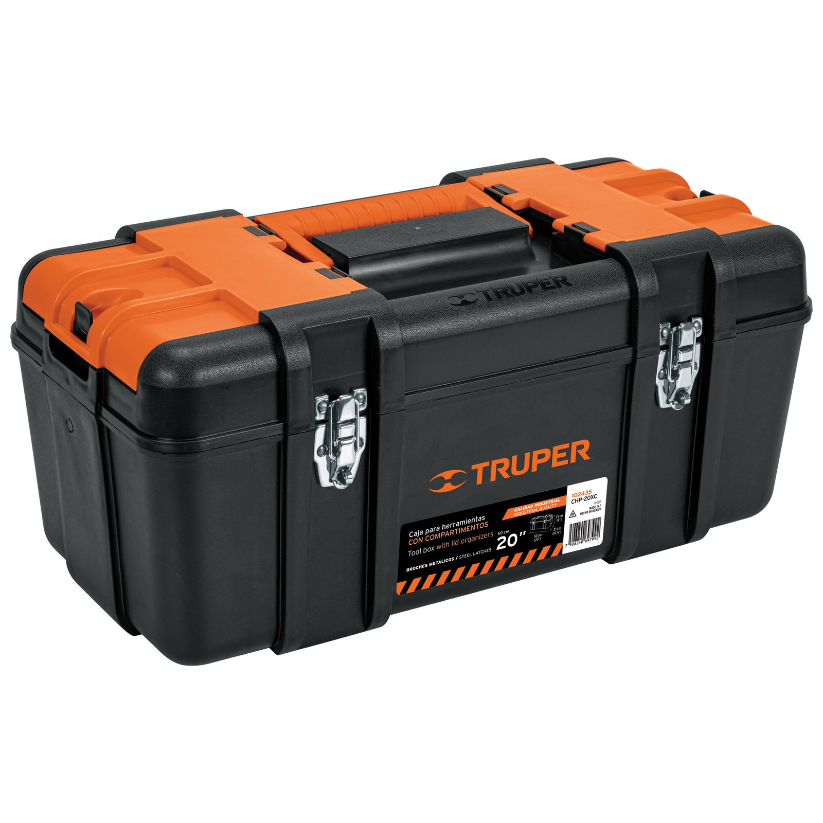 CAJA P/HERRAMIENTA 20′ CON COMPARTIMENTOS, BROCHES (Truper)