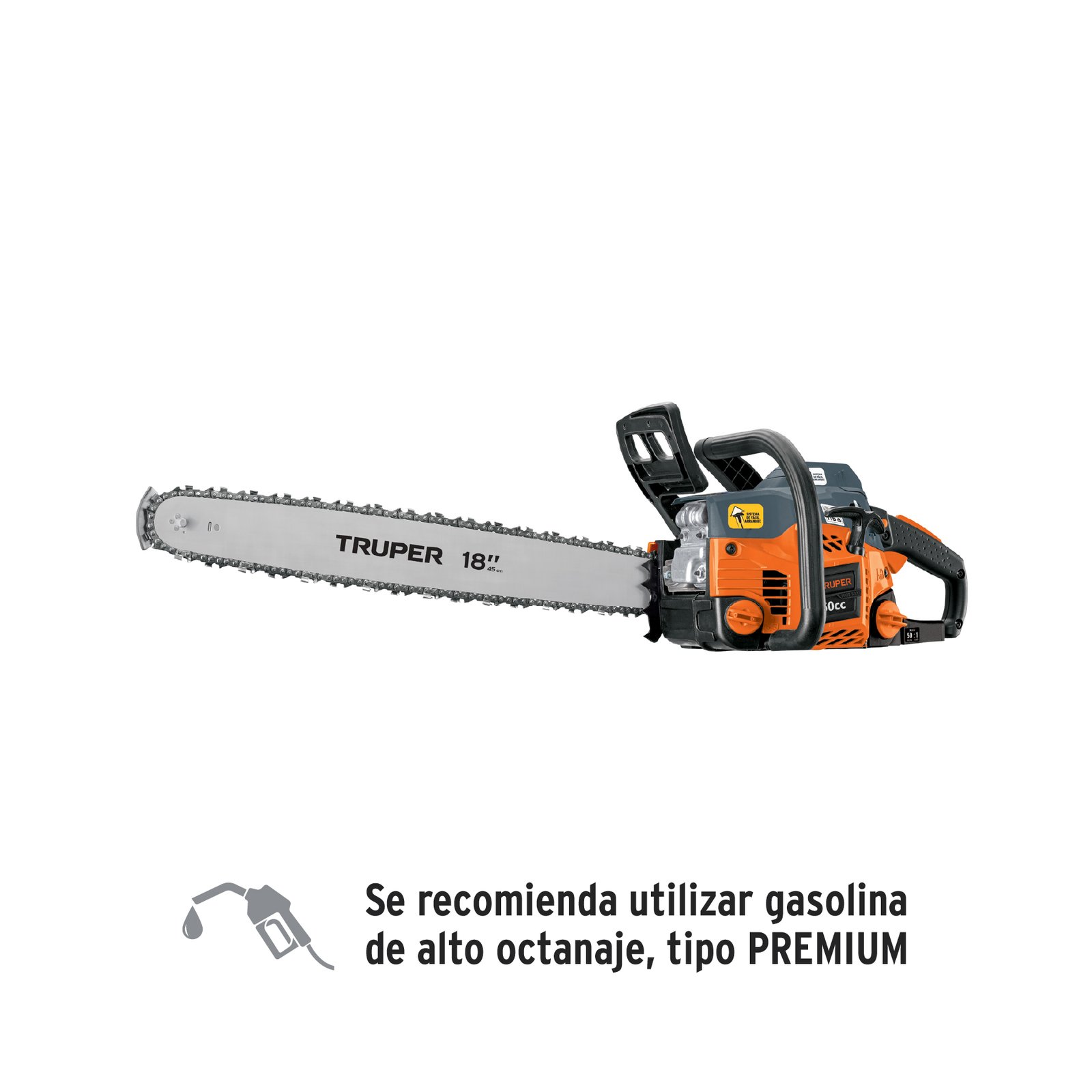 MOTOSIERRA 50 CC A GASOLINA CON BARRA DE 18′, TRUP (Truper)