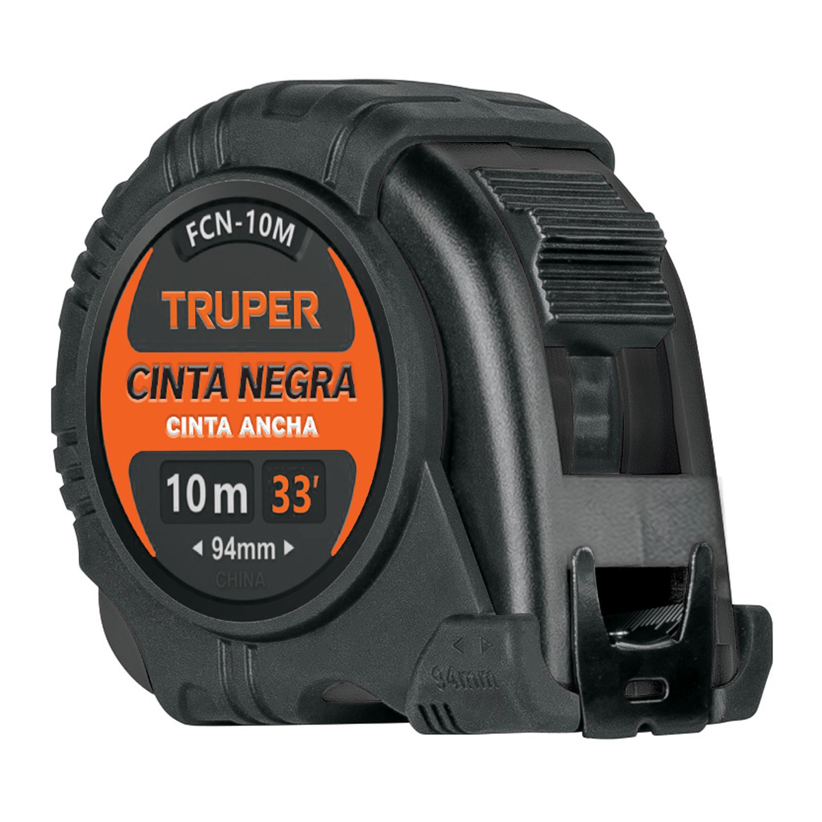 FLEXÓMETRO CONTRA IMPACTOS 10 M, CINTA NEGRA 32 MM (Truper)