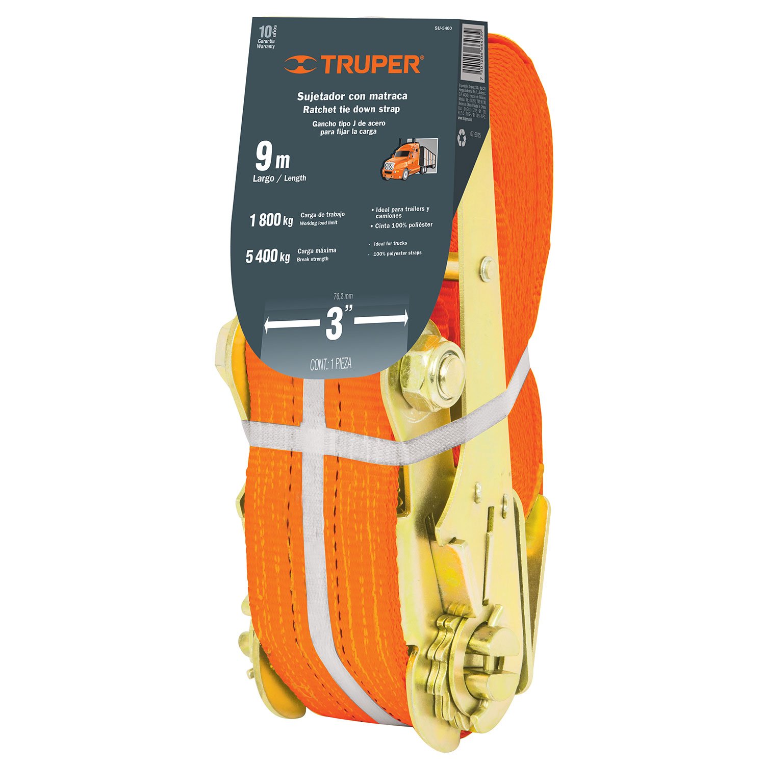 SUJETADOR CON MATRACA, CARGA MAXIMA 6000 KGS (Truper)