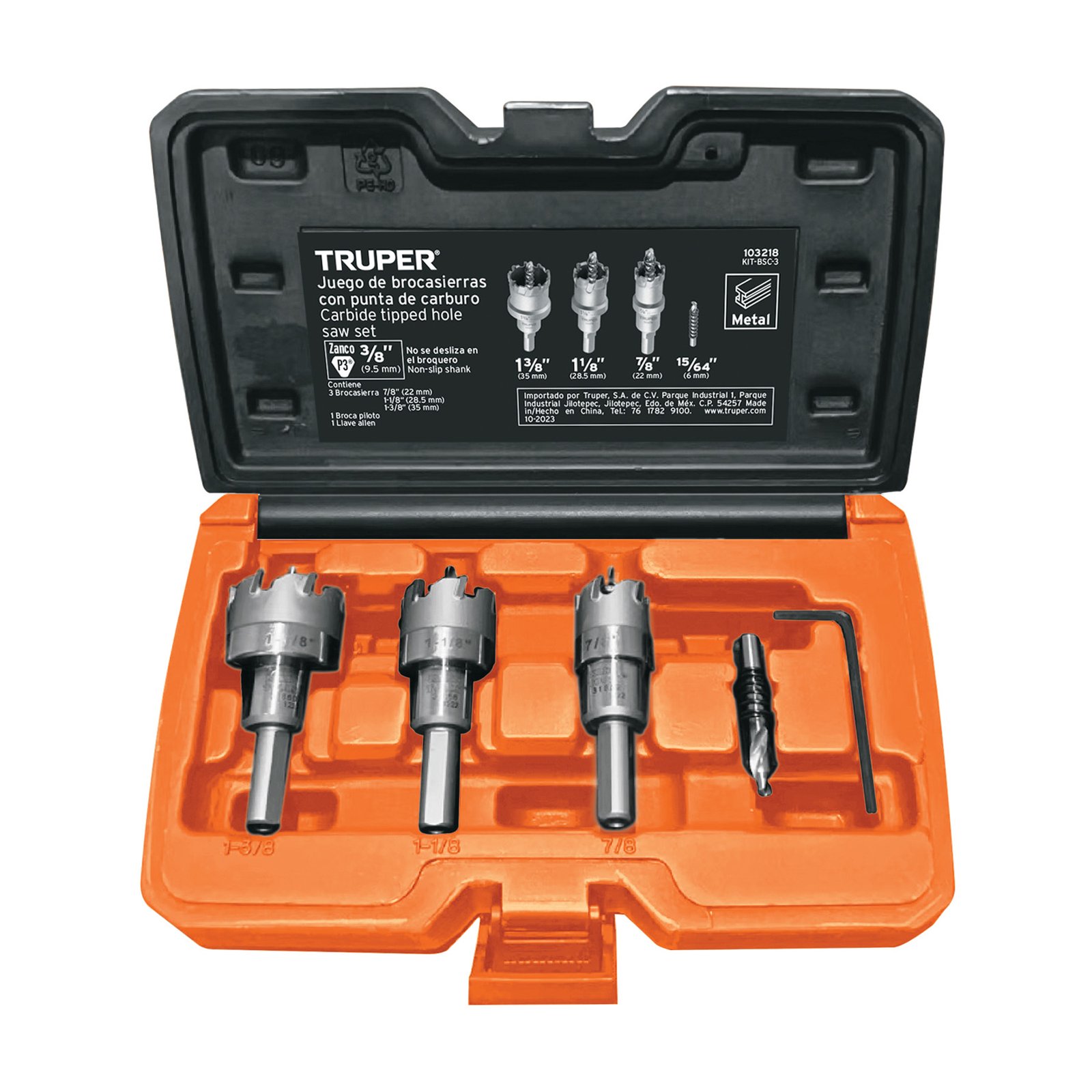 JUEGO DE 3 BROCASIERRAS DE CARBURO DE TUNGSTENO, T (Truper)