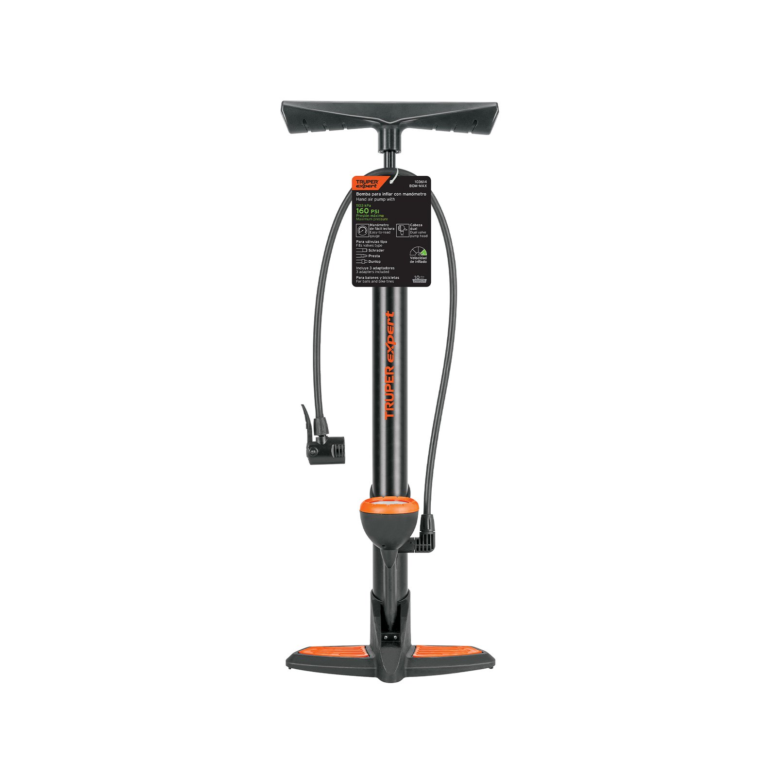 BOMBA DE AIRE CON MANÓMETRO, 160 PSI, TRUPER EXPER (Truper)