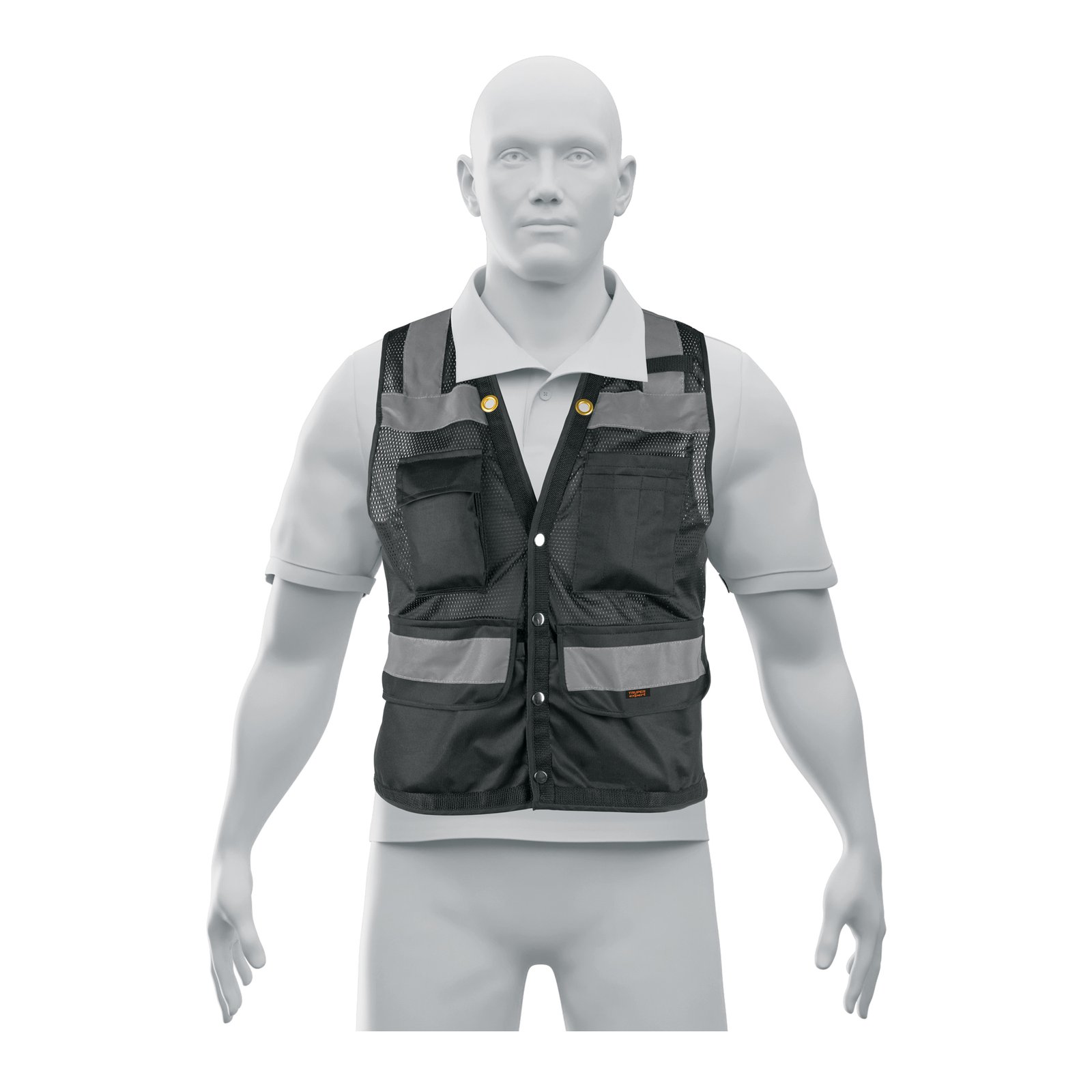 CHALECO SEGURIDAD REFORZADO NEGRO CON BOLSAS, G, E (Truper)