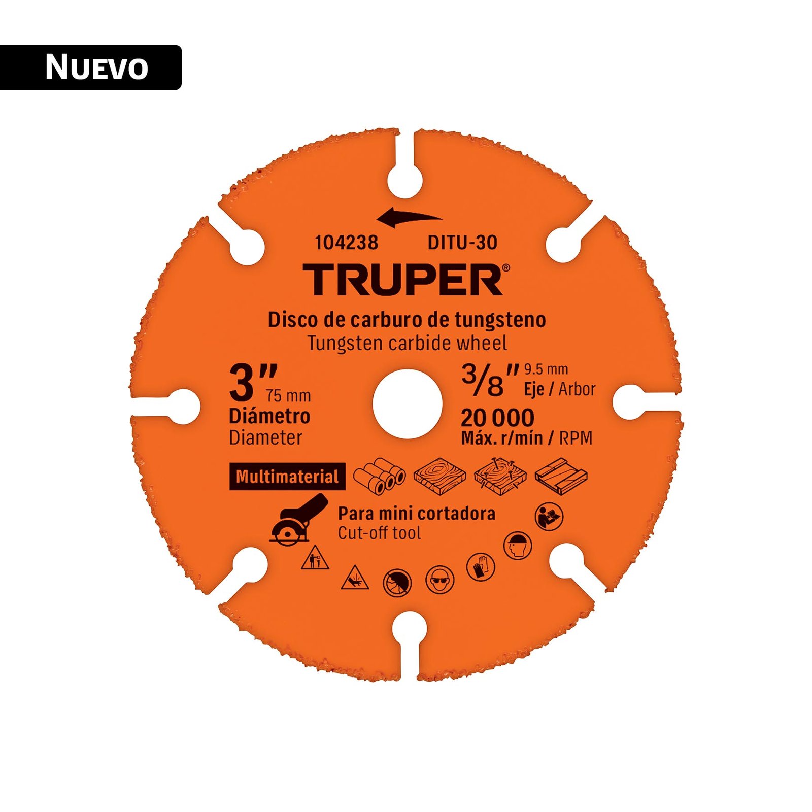 DISCO 3′ MULTIMATERIAL DE CARBURO DE TUNGSTENO, TR (Truper)
