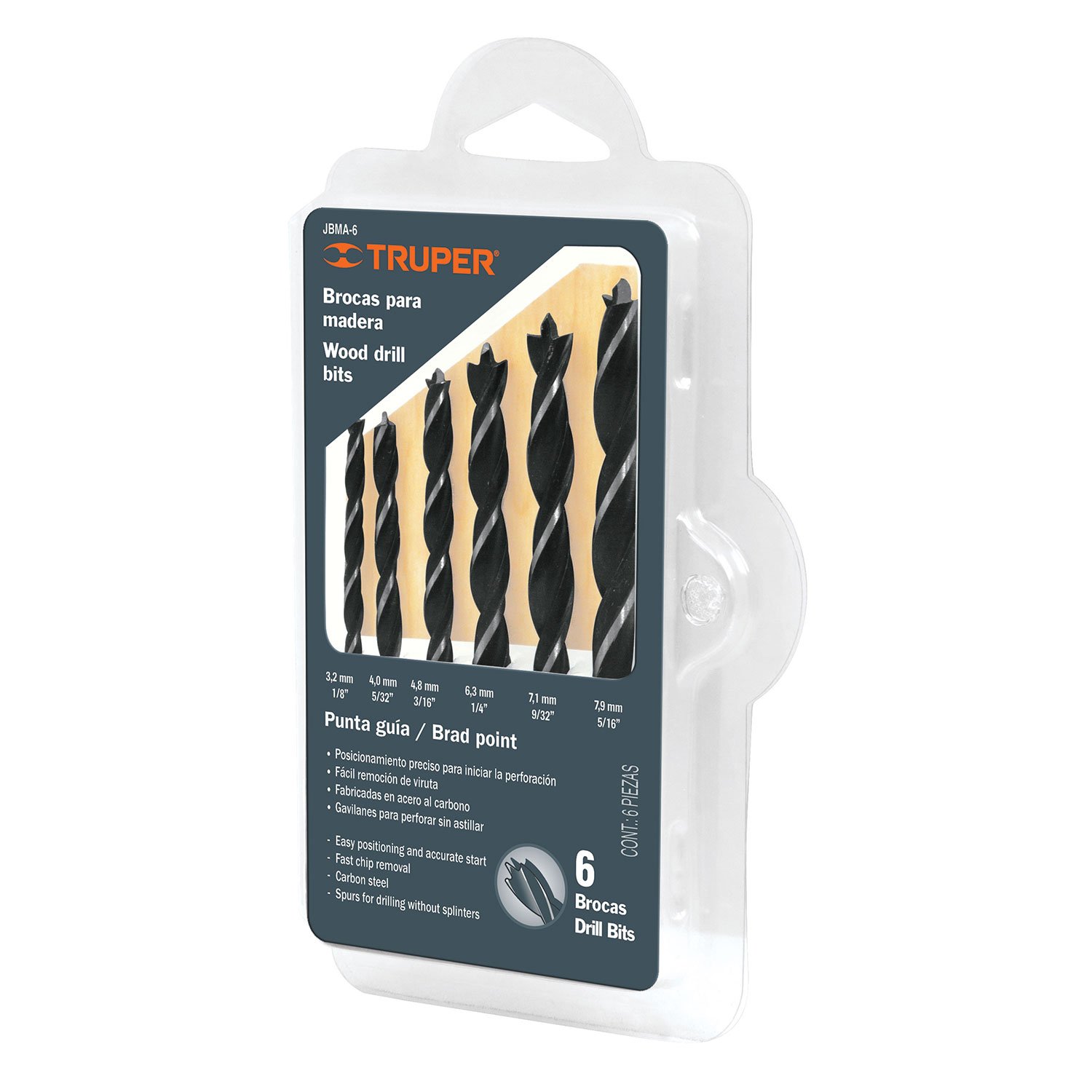 JUEGO DE 6 BROCAS PARA MADERA (Truper)