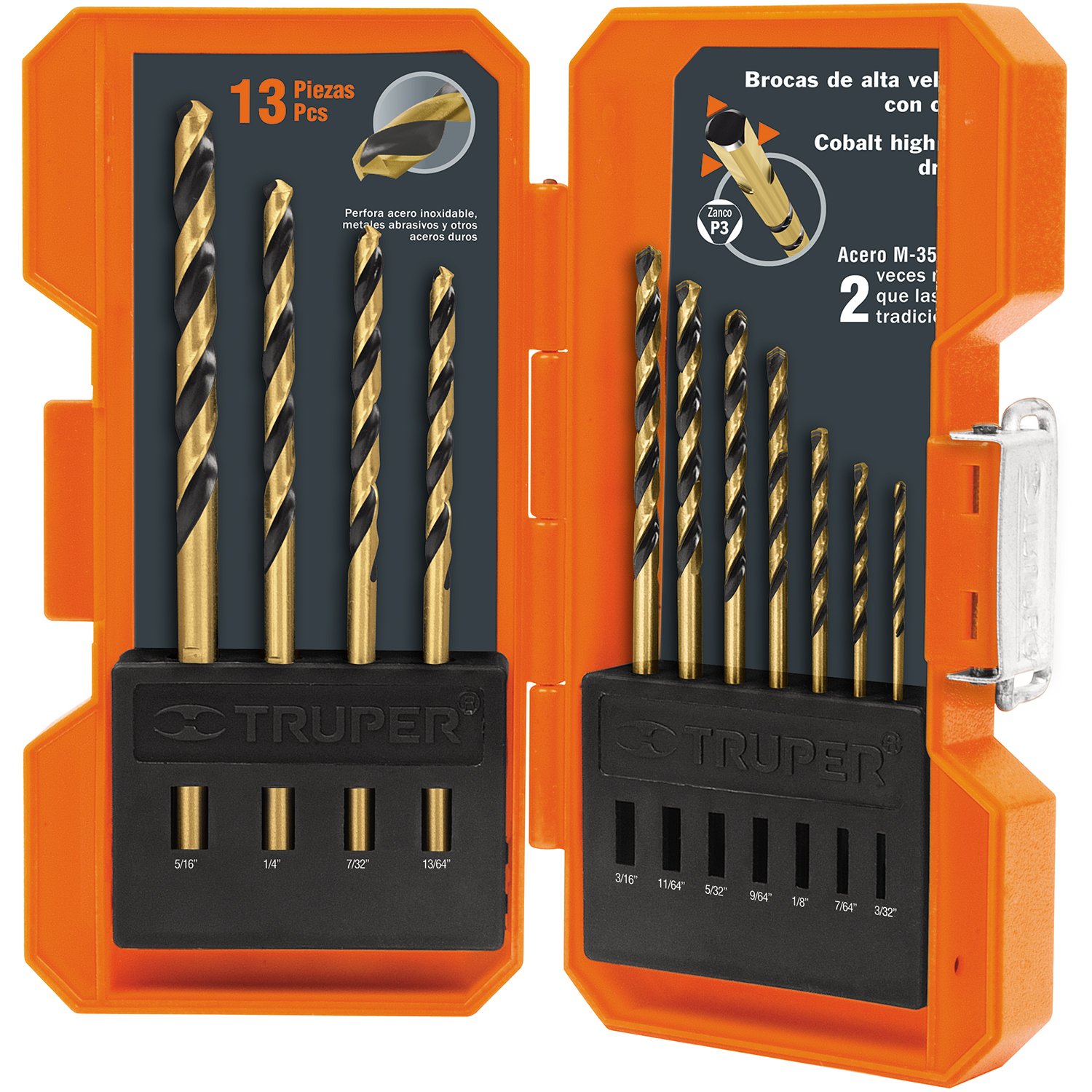 JUEGO DE BROCAS HSS 5% COBALTO 13 PZAS (Truper)
