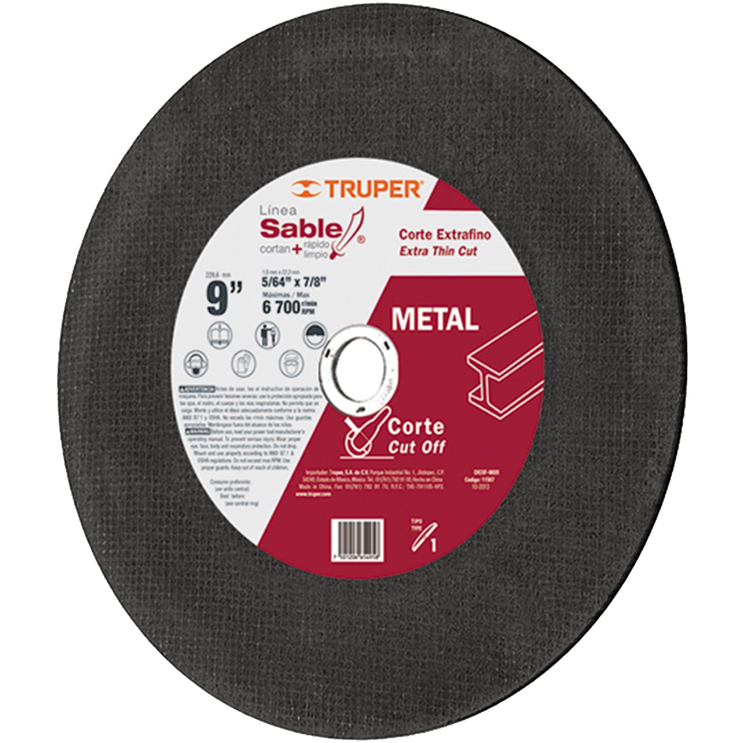 DISCO CORTE EXTRAFINO DE METAL, 9′, ESPESOR 1.8MM (Truper)