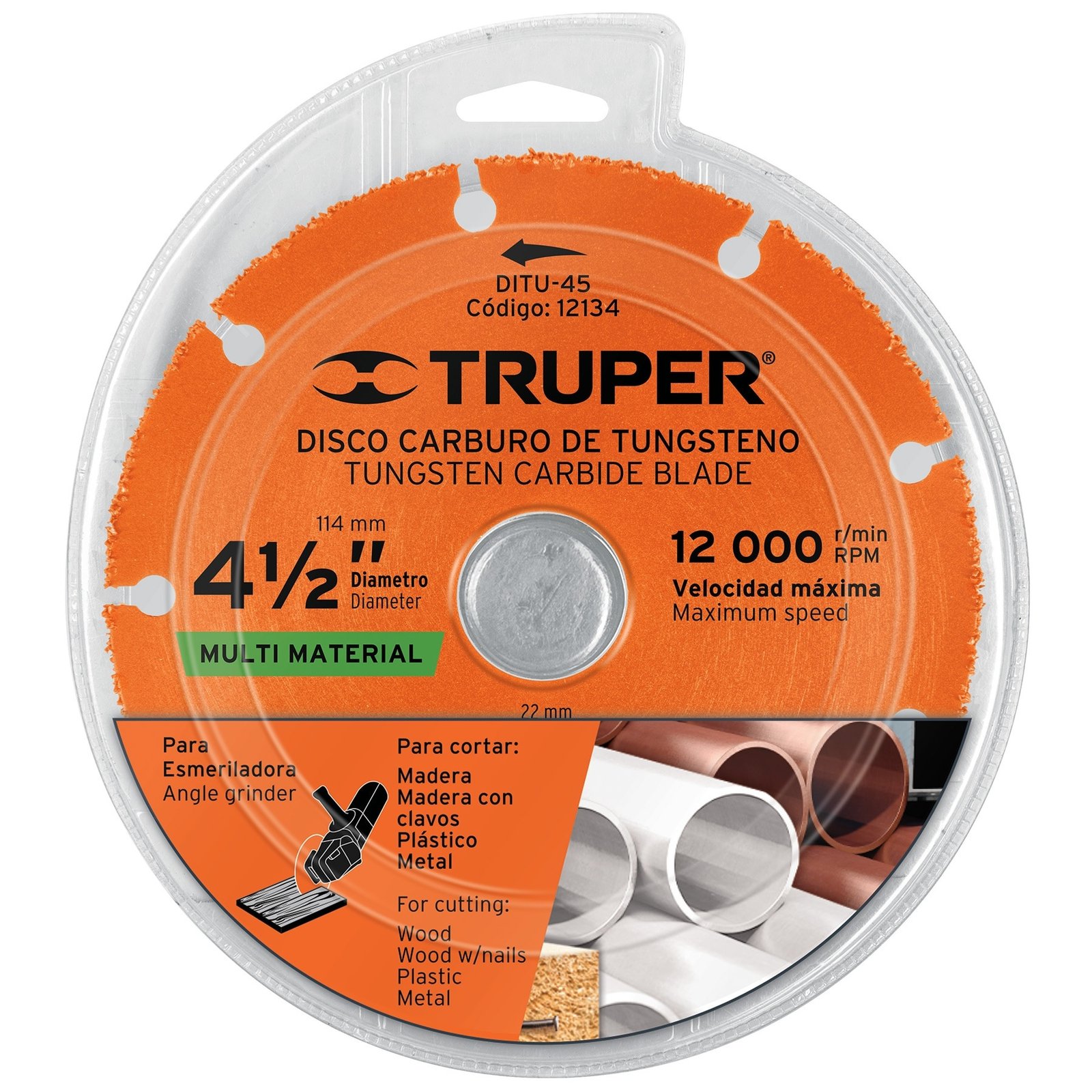 DISCO DE CARBURO DE TUNGSTENO 4-1/2′, MULTIUSOS (Truper)