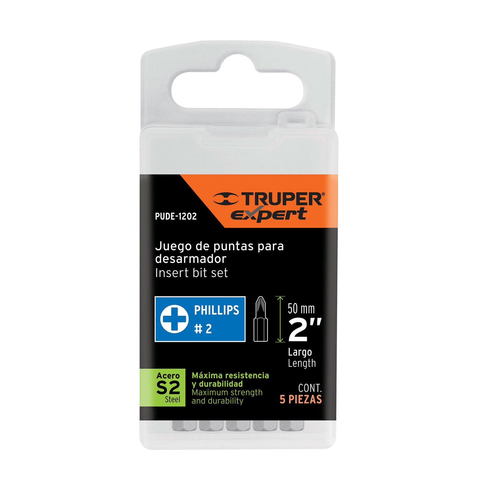 PUNTAS PARA DESARMADOR PHILLIPS PH2, 2′, 5 PIEZAS (Truper)