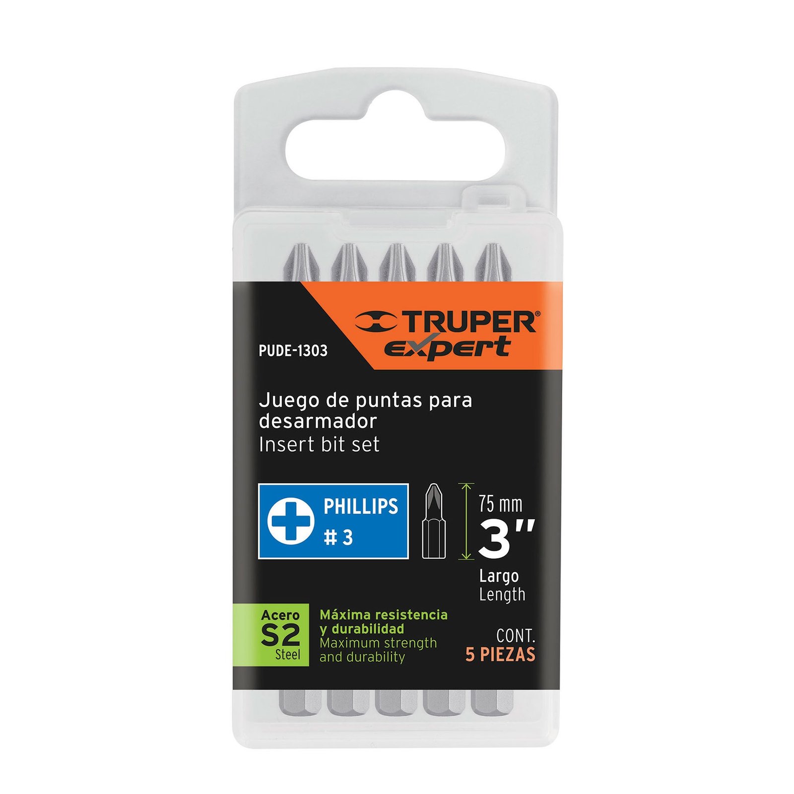 PUNTAS PARA DESARMADOR PHILLIPS PH3, 3′, 5 PIEZAS (Truper)