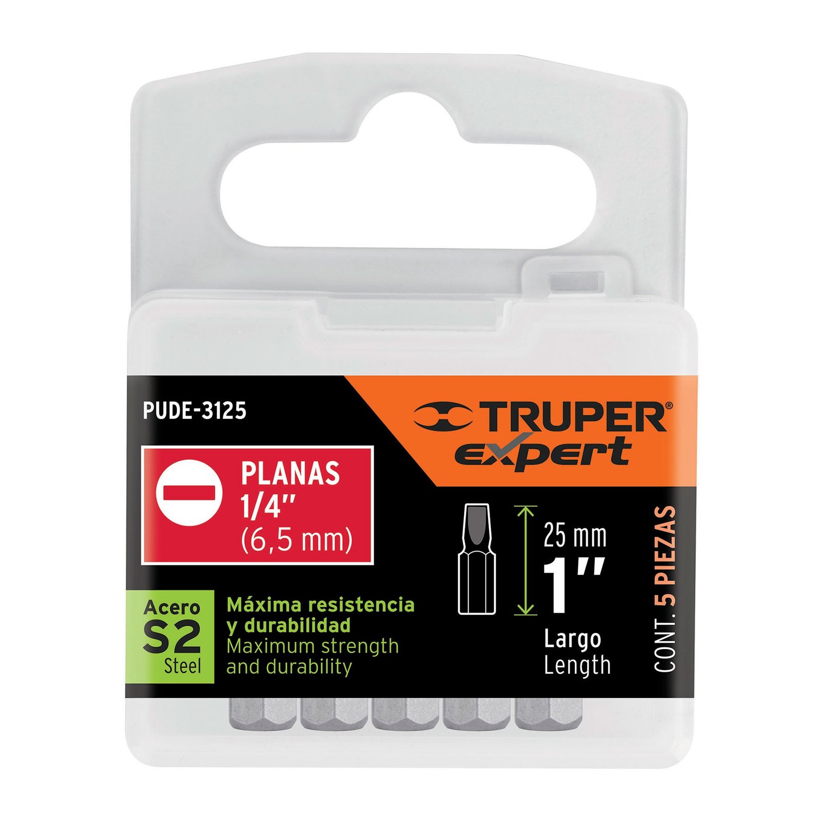 PUNTAS PARA DESARMADOR PLANAS, P25, LARGO 1′, 5 PI (Truper)
