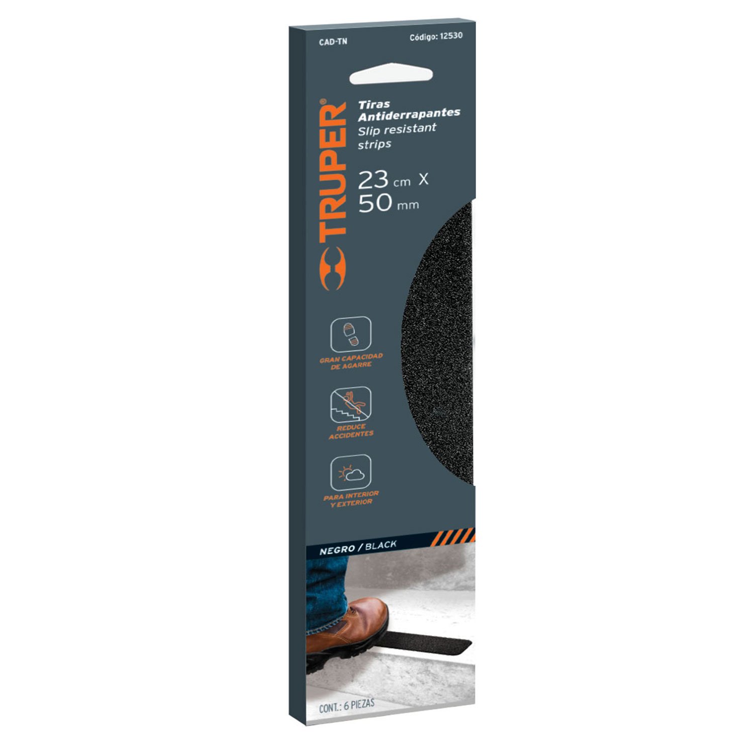 CINTA ADHESIVA ANTIDERRAPANTE, TIRAS, NEGRA 50MM X (Truper)