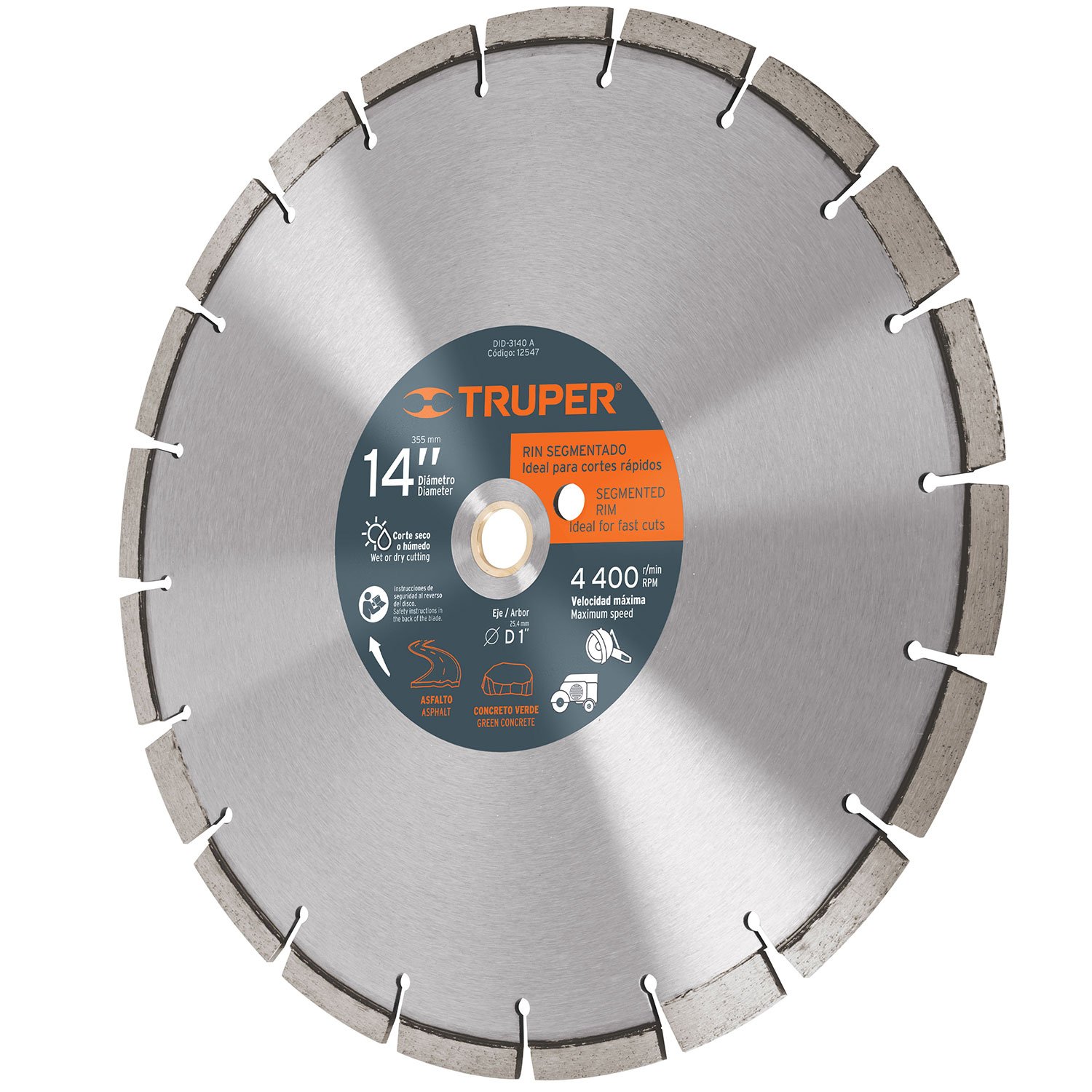 DISCO DE DIAMANTE, 14′ PARA CONCRETO (Truper)