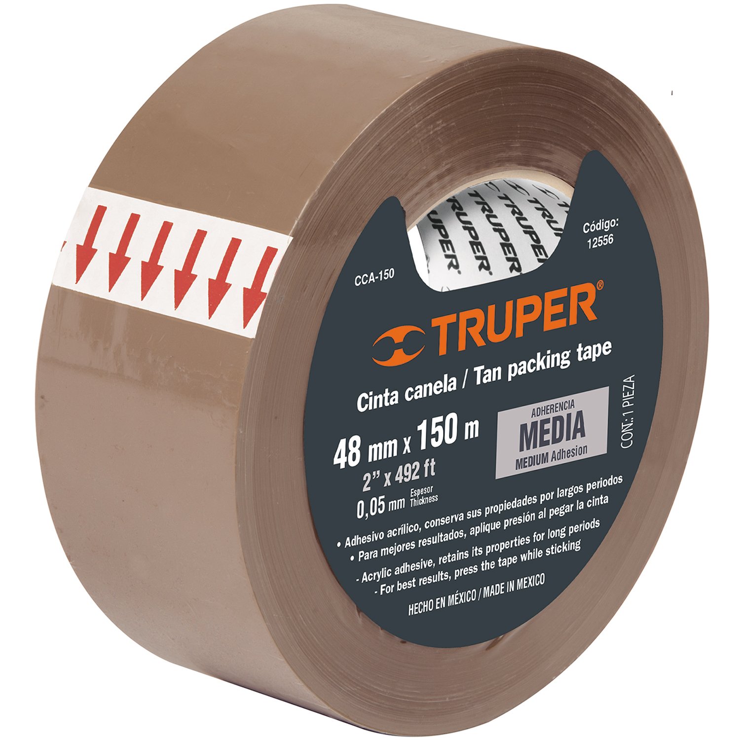 CINTA D/EMPAQUE CANELA 48MMX 150M BLISTR (Truper)