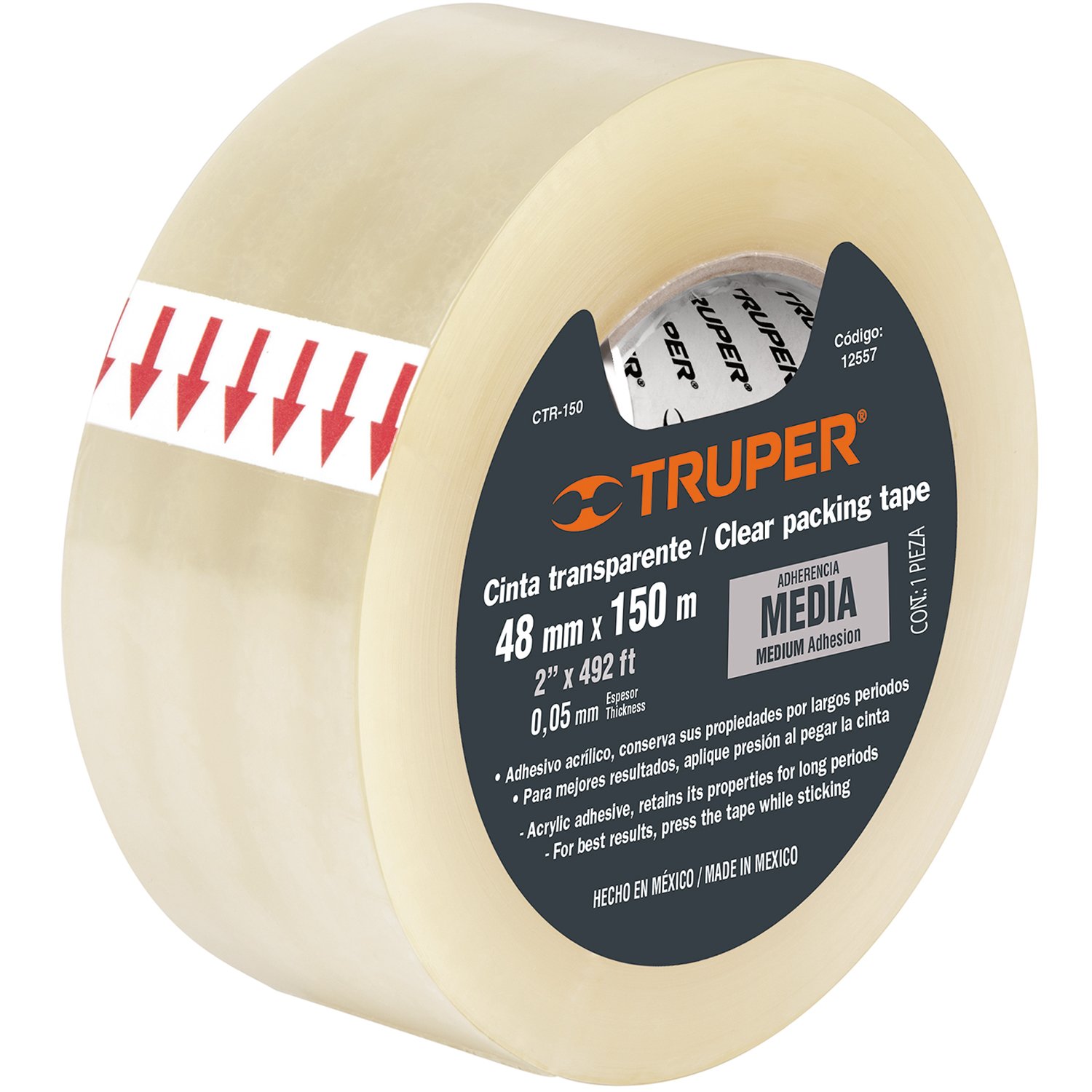 CINTA D/EMPAQUE TRANSP 48MMX 150M BLISTR (Truper)