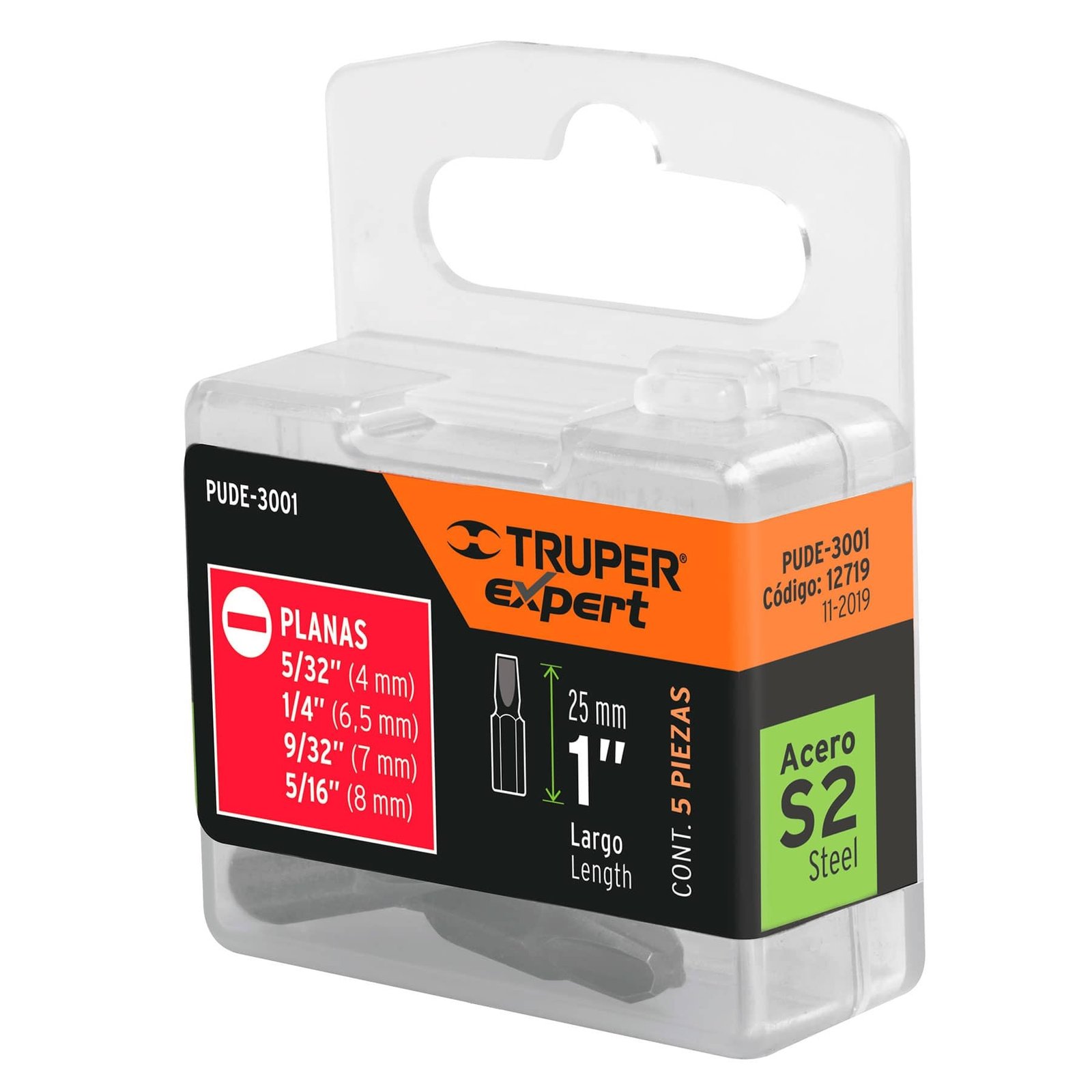PUNTAS PARA DESARMADOR PLANAS COMBINADAS 1′, 5 PIE (Truper)