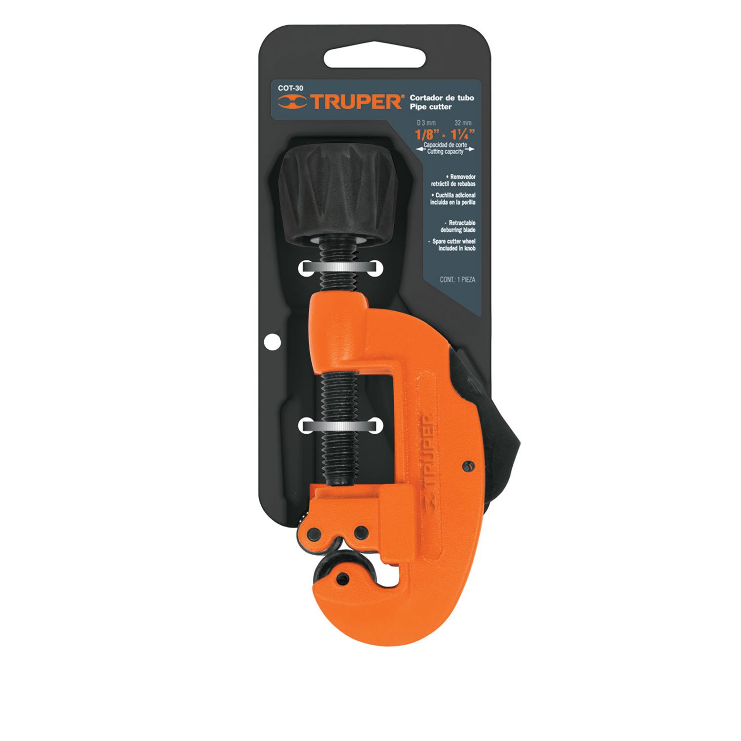 CORTADOR DE TUBO CAPACIDAD 1-1/8′ 30MM (Truper)