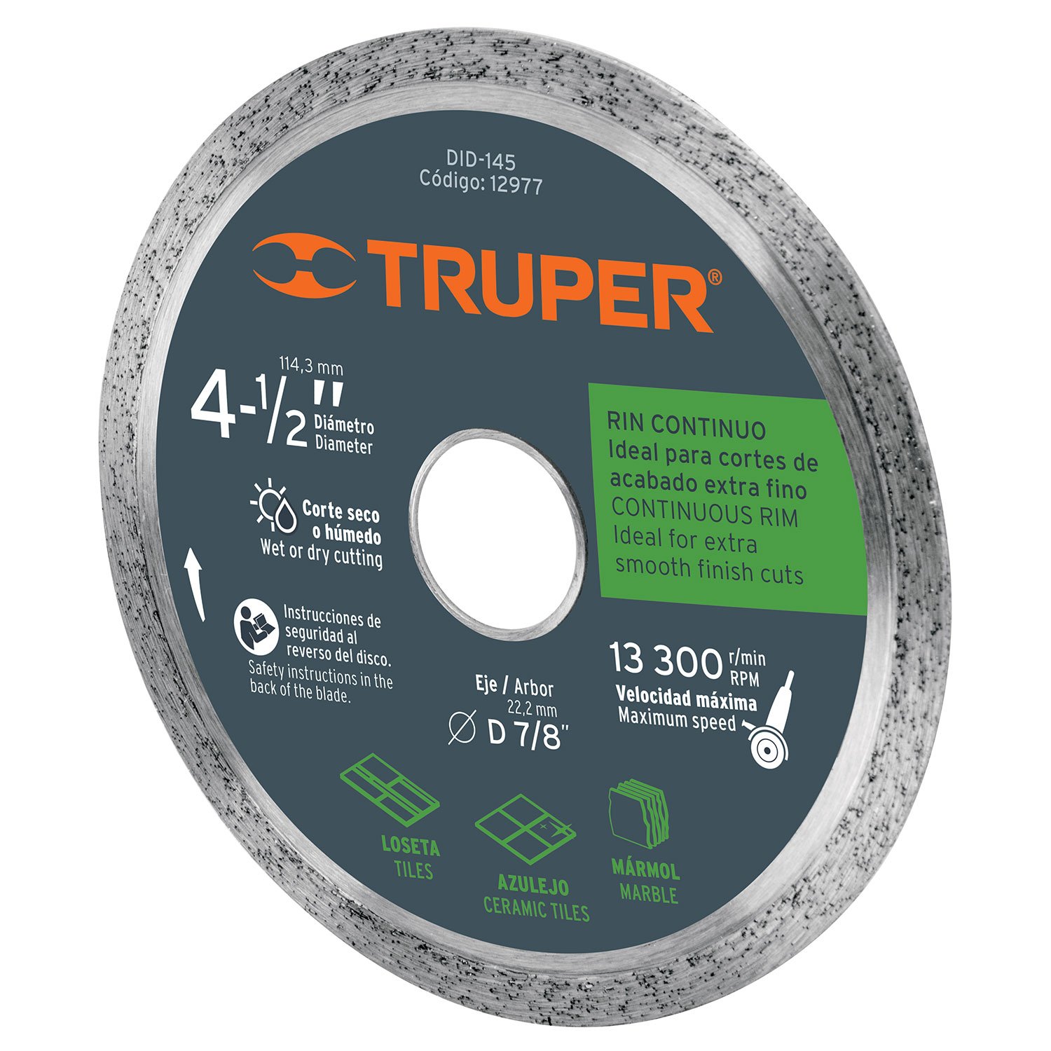 DISCO DIAMANTE 4-1/2′ RIN CONTINUO USO G (Truper)