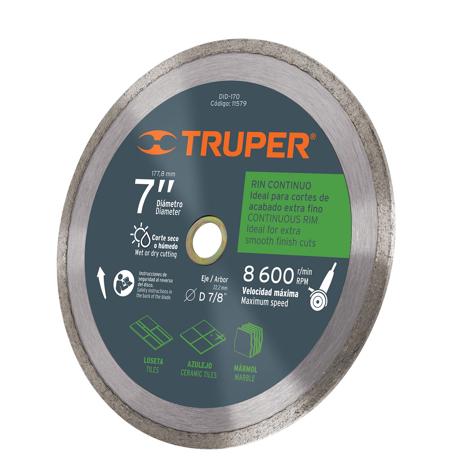 DISCO DIAMANTE 9′ RIN CONTINUO USO GRAL (Truper)