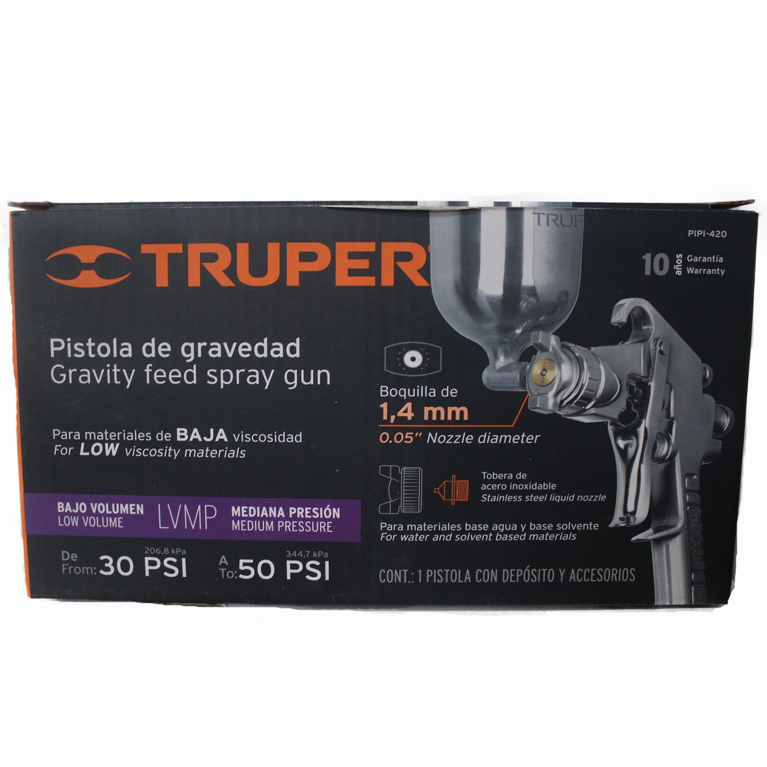 PISTOLA P/PINTAR, GRAVEDAD, MULTIPOSICION, BOQ 2MM (Truper)
