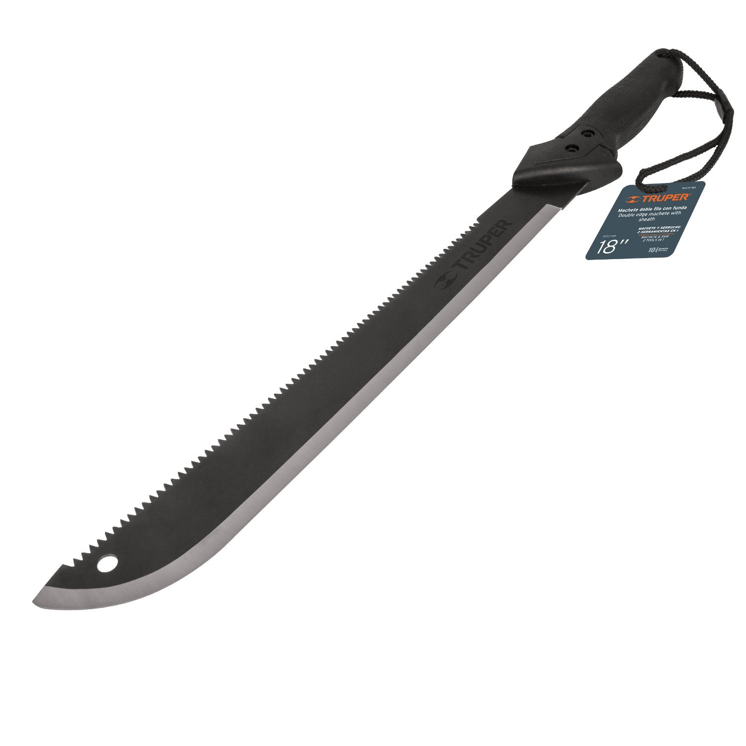 MACHETE DOBLE FILO, 18′ CON FUNDA (Truper)