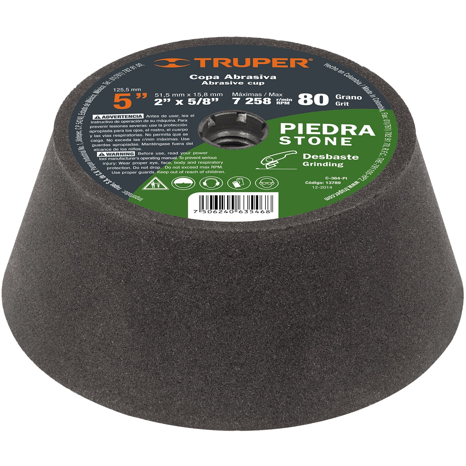 COPA DESBASTE, 5′, GRANO 36 PARA PIEDRA (Truper)