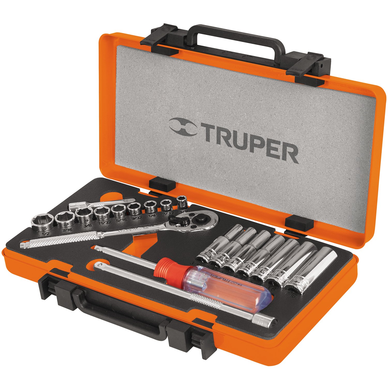 JGO DE DADOS STD CUADRO 1/4′ 21 PZAS (Truper)