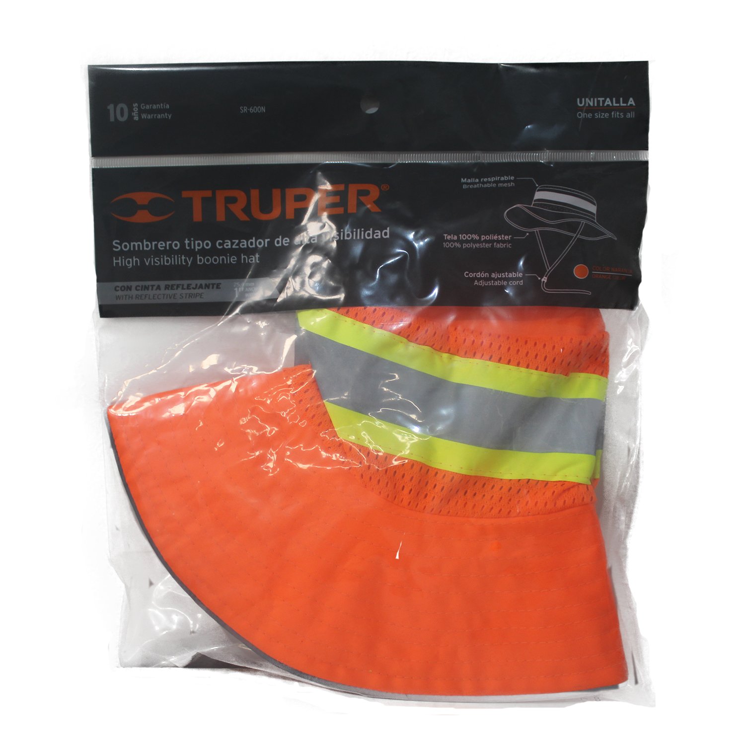 SOMBRERO ALTA VISIBILIDAD CON REFLEJANTE, NARANJA (Truper)