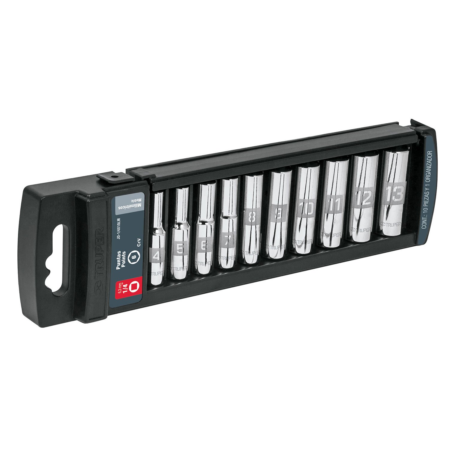 JUEGOS DE 10 DADOS LARGOS 1/4″ STD (Truper)