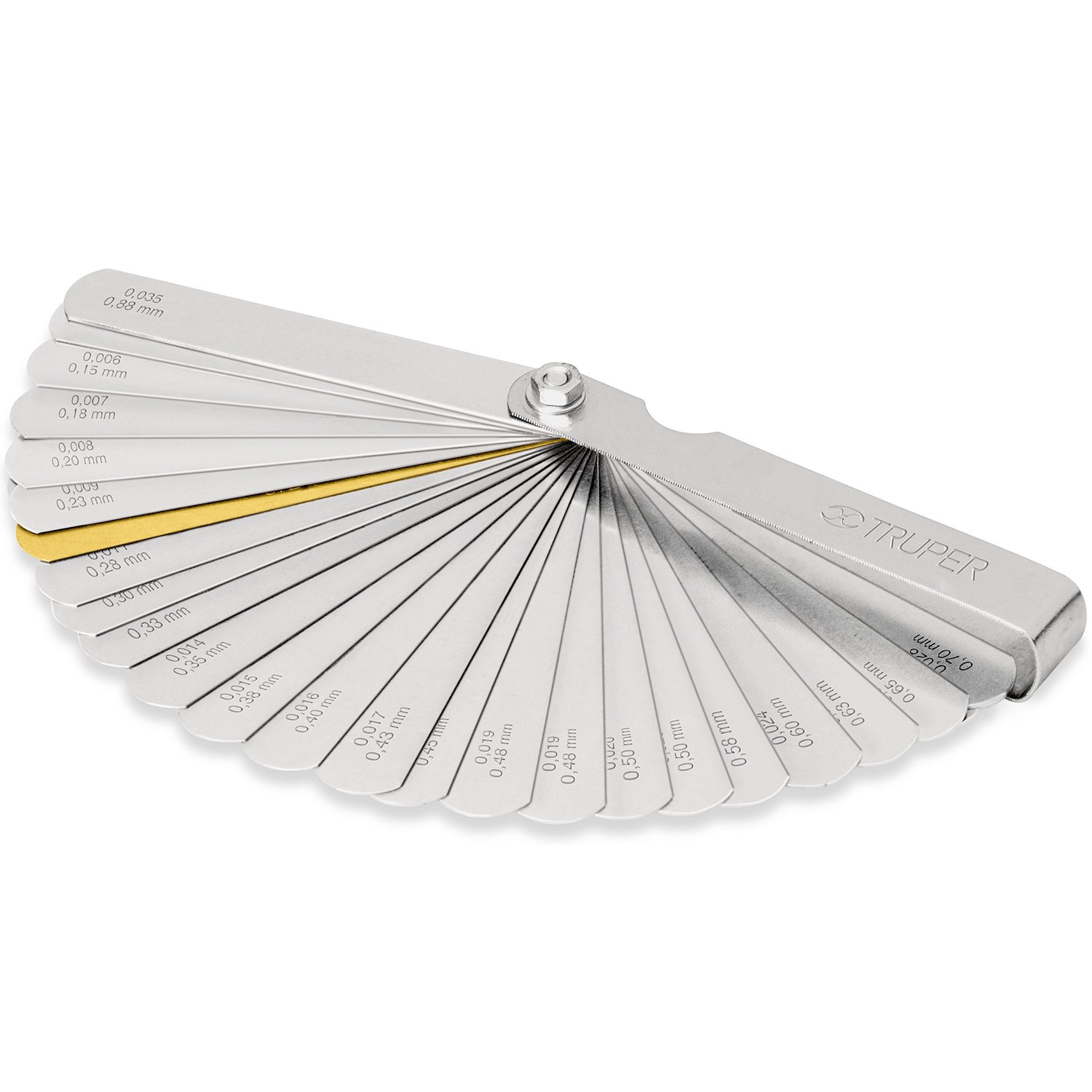 CALIBRADOR DE 32 LAINAS 0.0015 A 0.032′ (Truper)