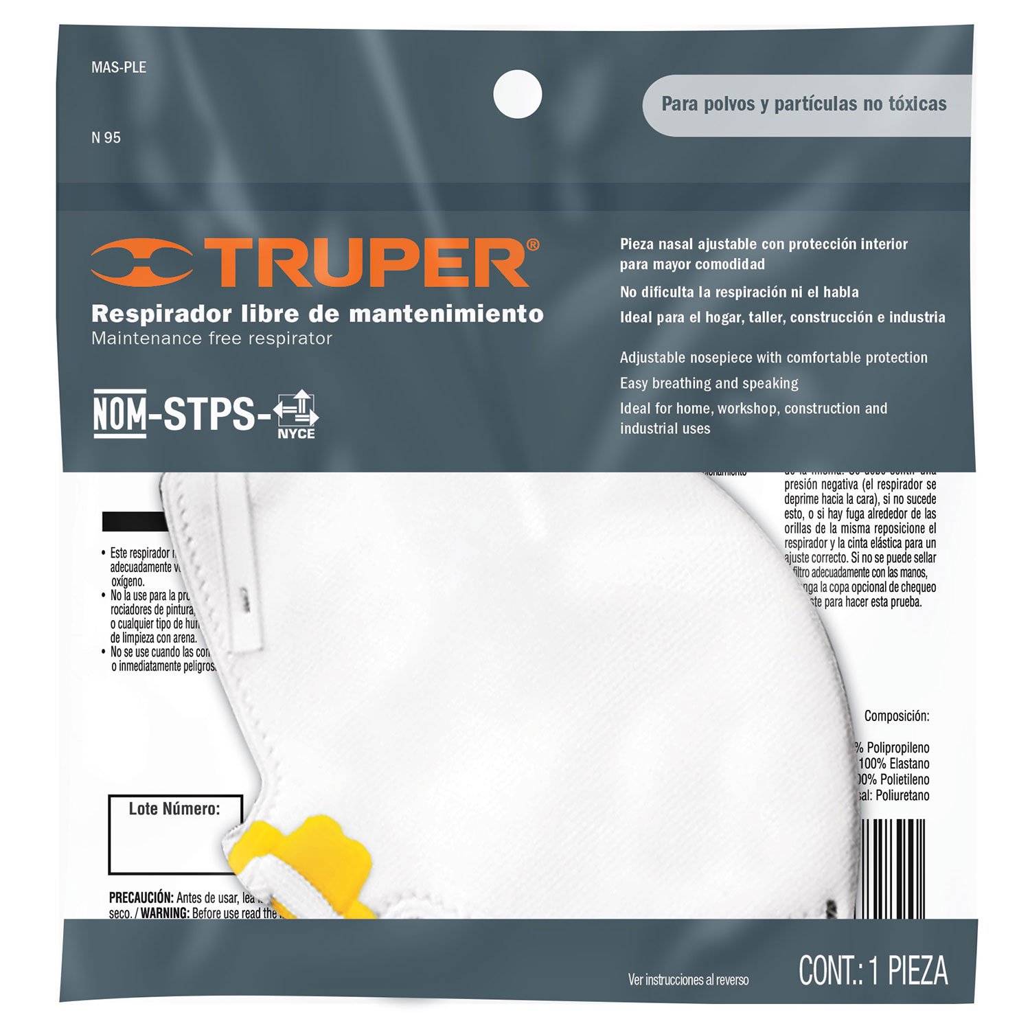 MASCARILLA PLEGABLE (Truper)