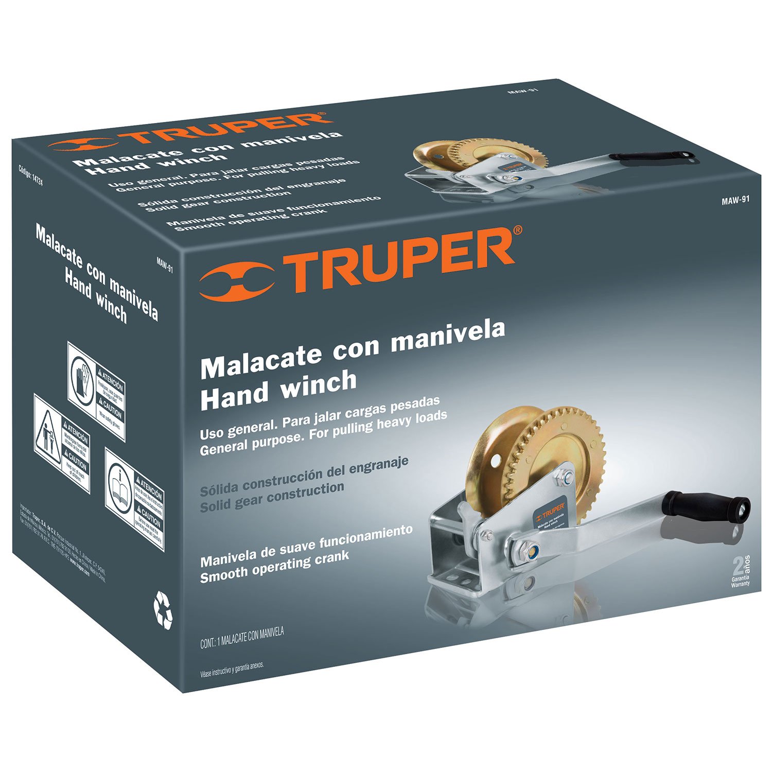 MALACATE CON MANIVELA, 910 KGS (Truper)