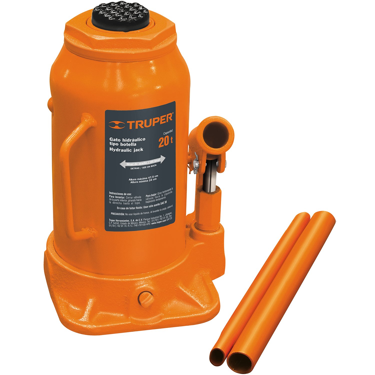 GATO HIDRAULICO DE 20 TON TIPO BOTELLA (Truper)
