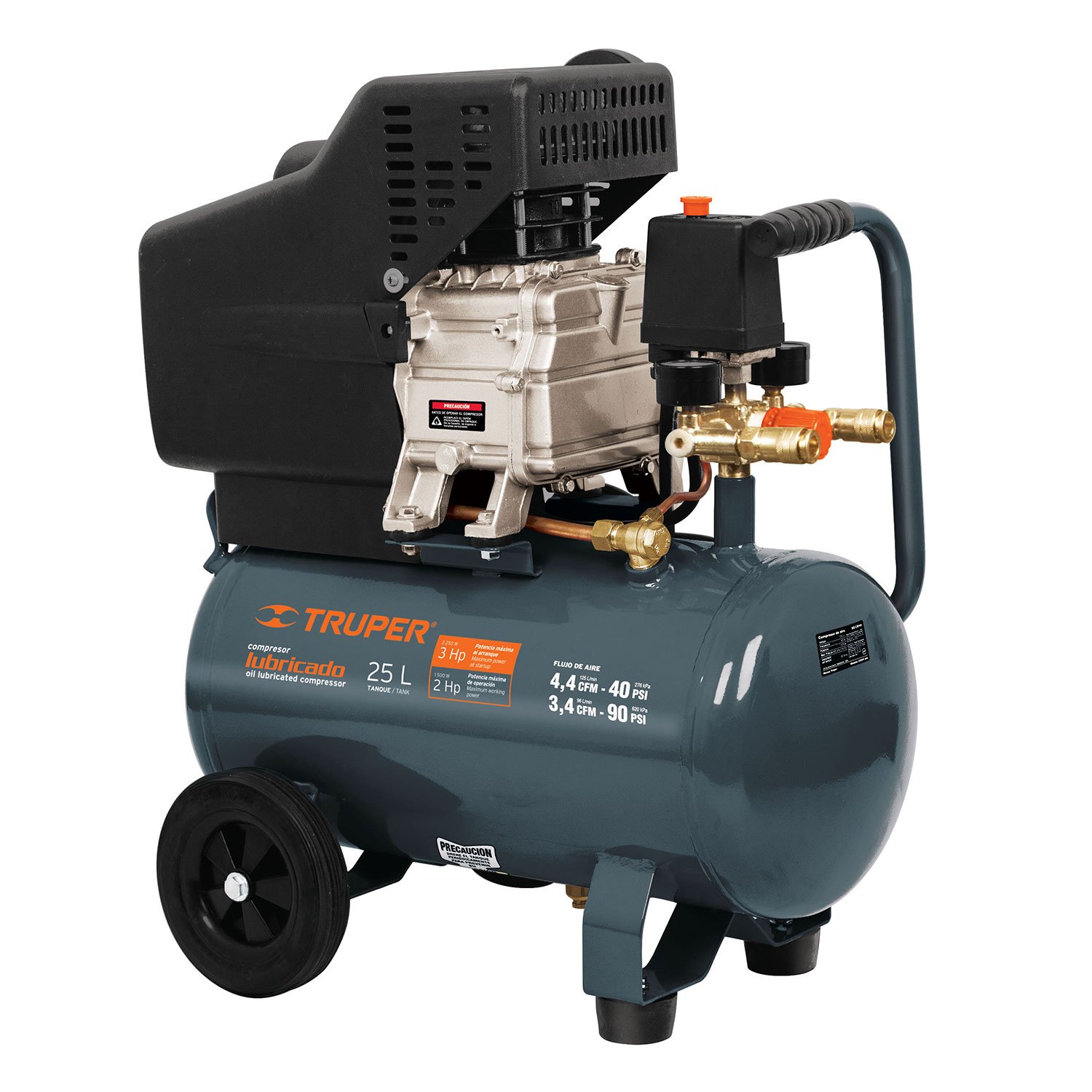 COMPRESOR 25 L, LUBRICADO, 3 HP (POTENCIA MÁXIMA), (Truper)