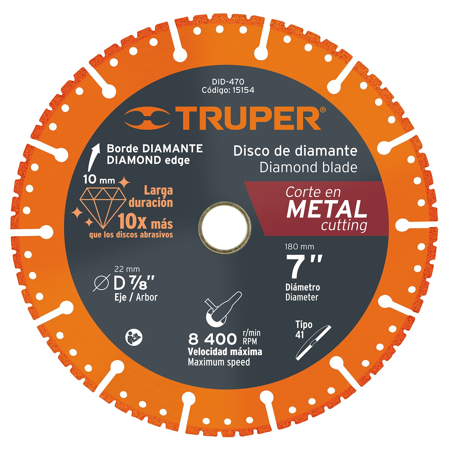 DISCO DE DIAMANTE, 7′ CORTE METAL (Truper)