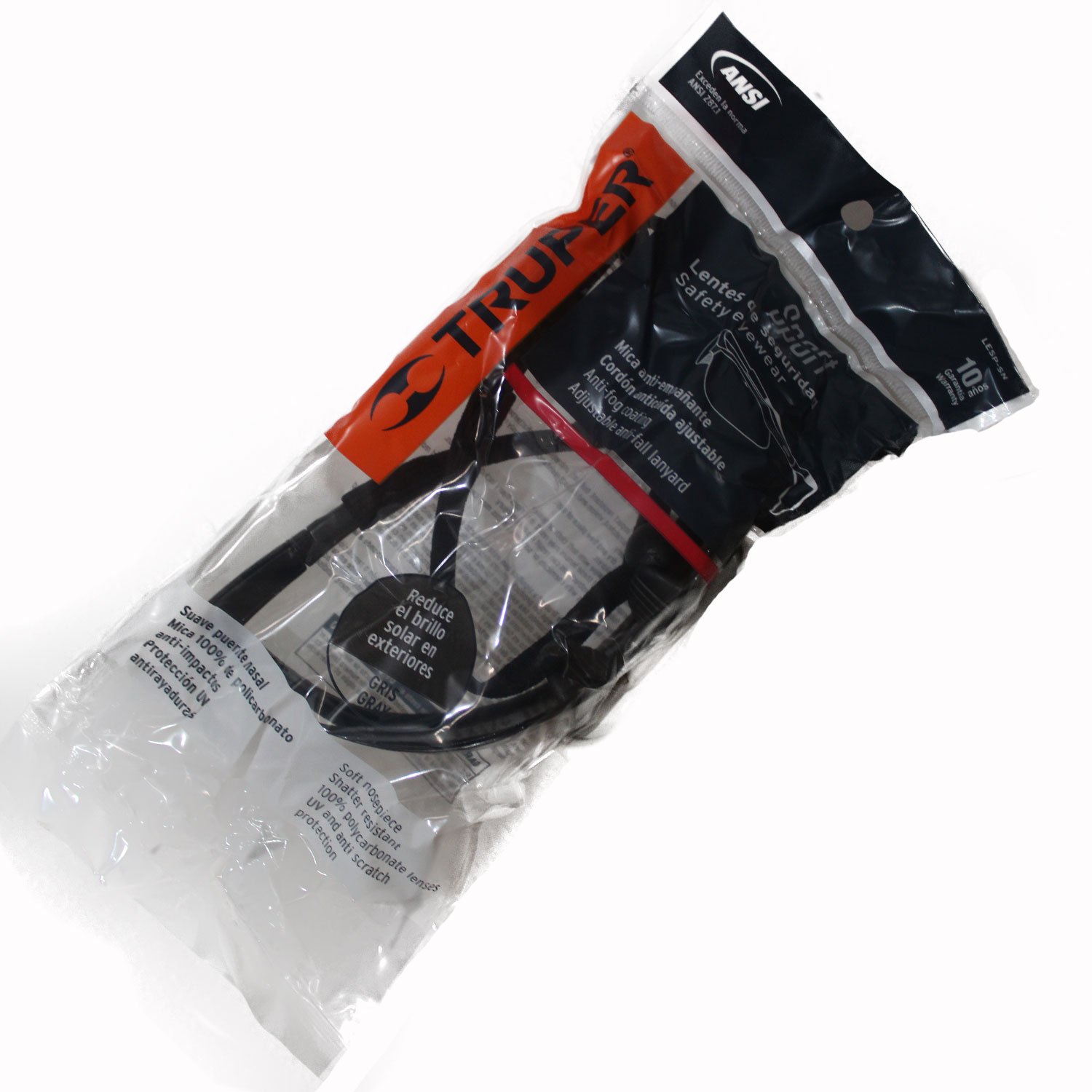 LENTES SPORT MICA GRIS ANTIEMPAÑO CON CORDON AJUST (Truper)