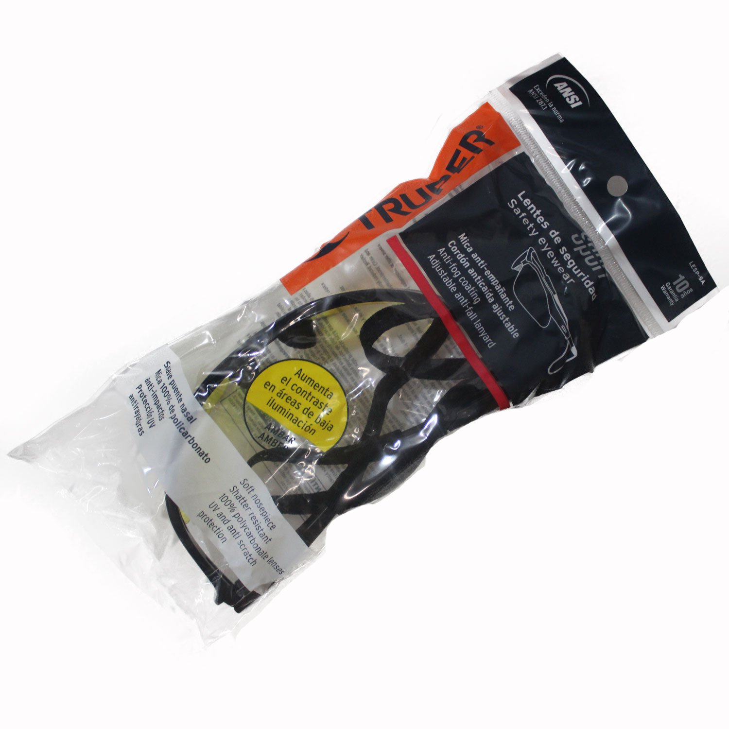 LENTES SPORT MICA AMBAR ANTIEMPAÑO CON CORDON AJUS (Truper)