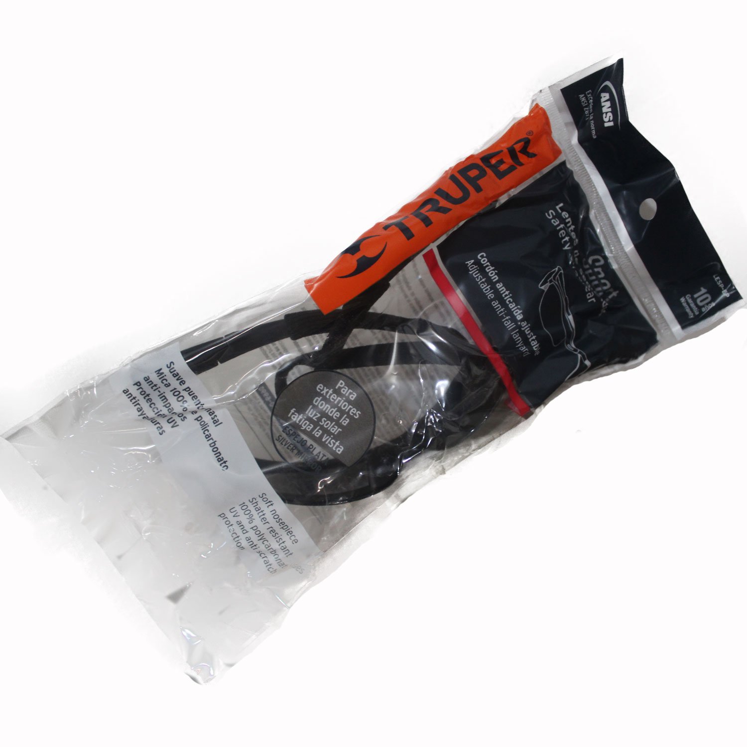 LENTES SPORT MICA ESPEJO PLATA CON CORDON AJUSTABL (Truper)