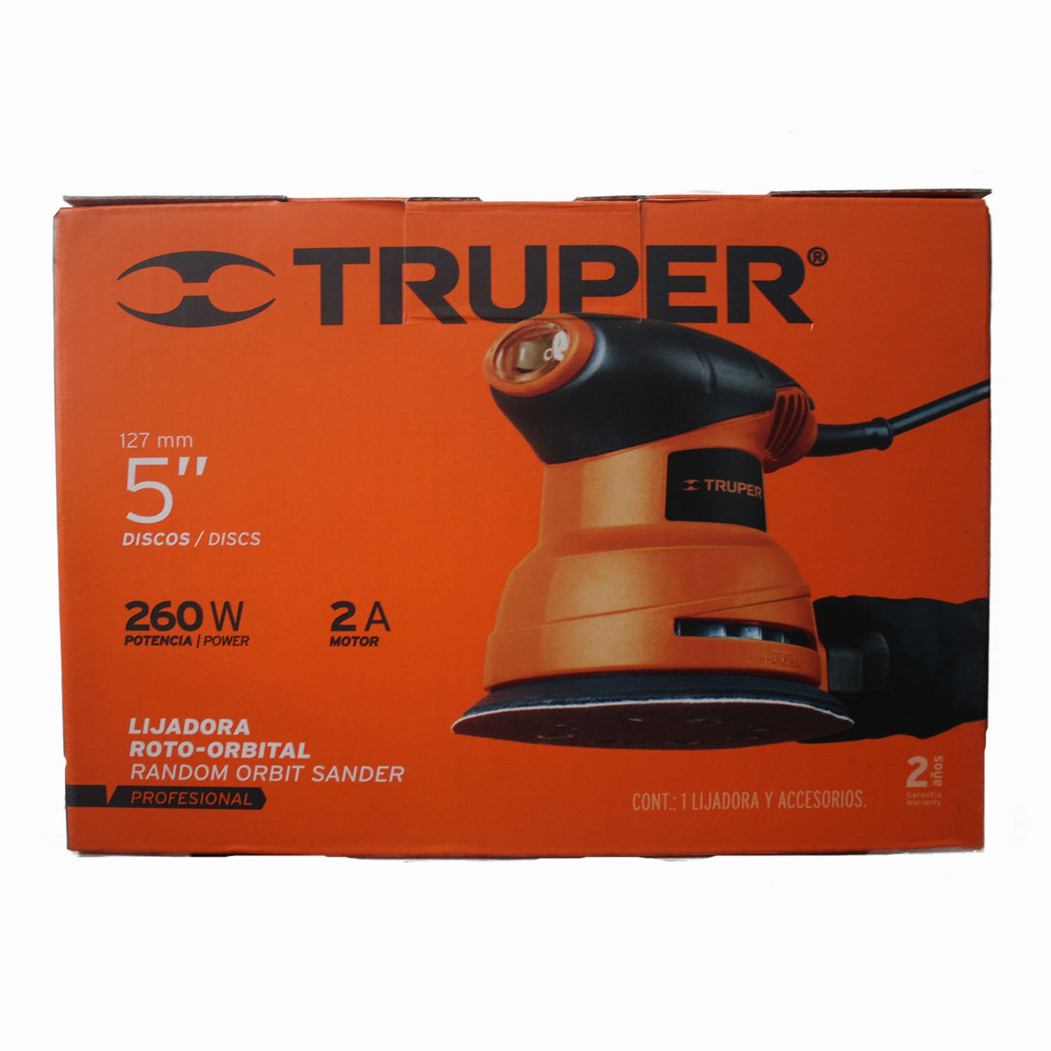 LIJADORA ROTO ORBITAL, 5′, PROFESIONAL, 240 W (Truper)